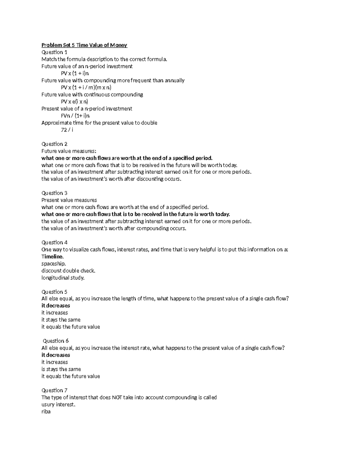 FIN300 Exam 2 Problem Set: Time Value of Money & Investments - Studocu