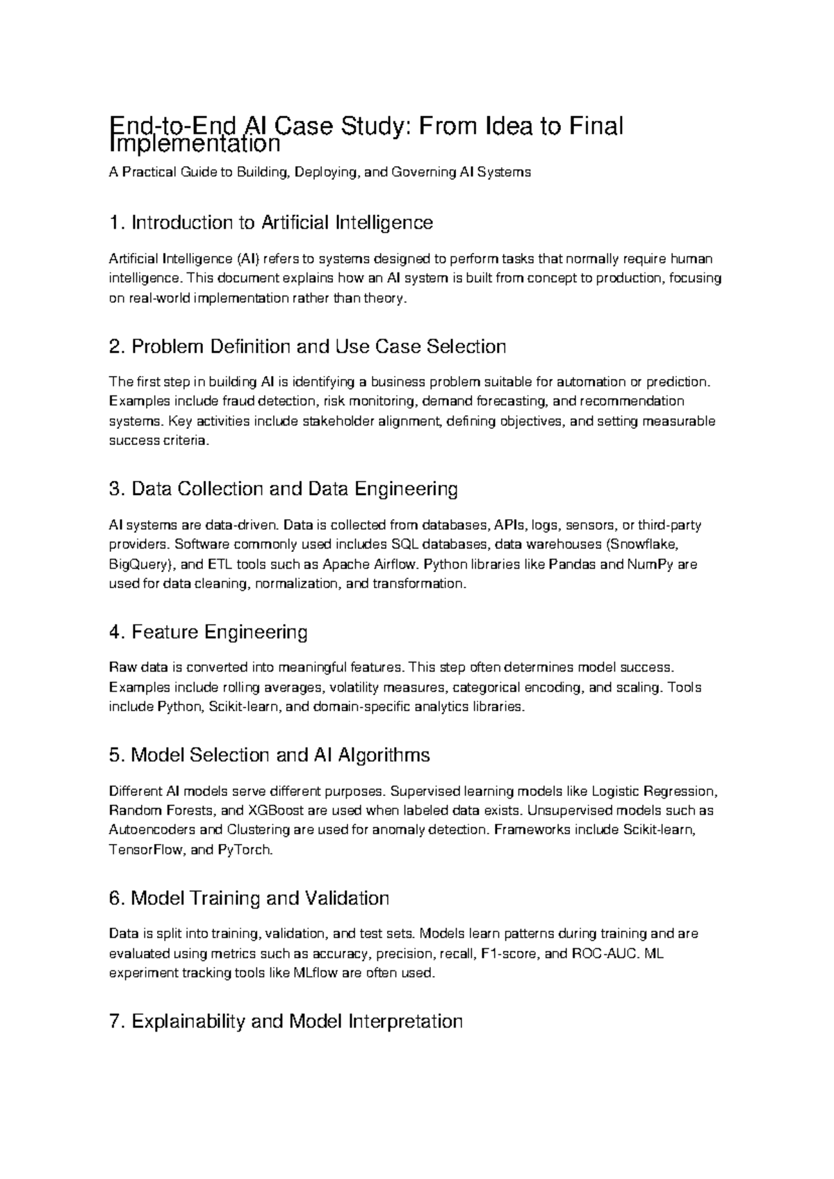 AI Case Study (CS101): From Concept to Implementation Guide - Studocu