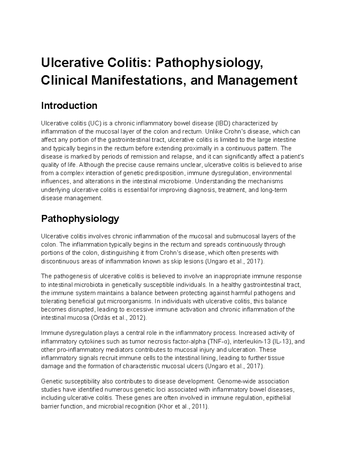 UC: Pathophysiology, Clinical Manifestations & Management Overview ...