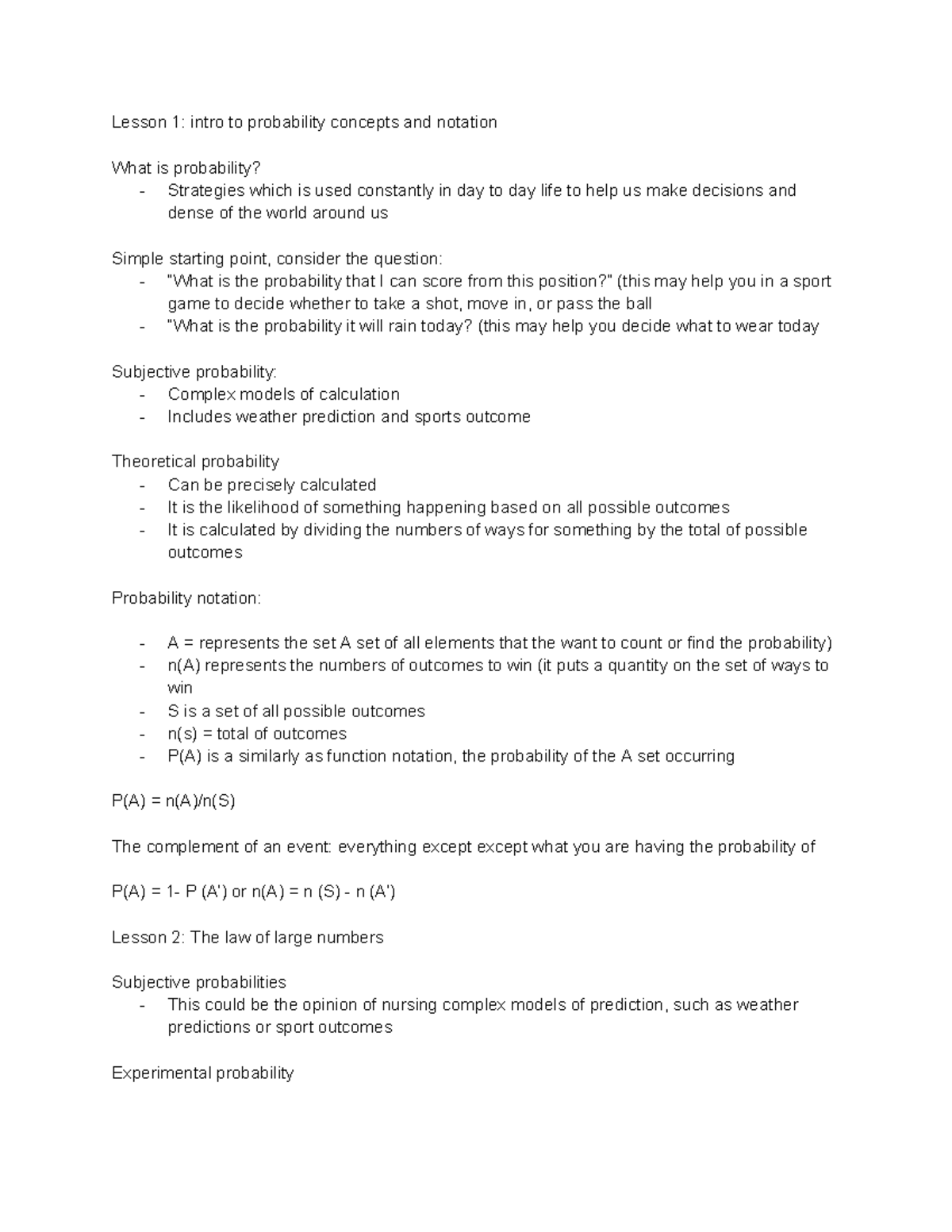 Lesson 1: Intro to Probability Concepts and Notation (Course Code: Data ...