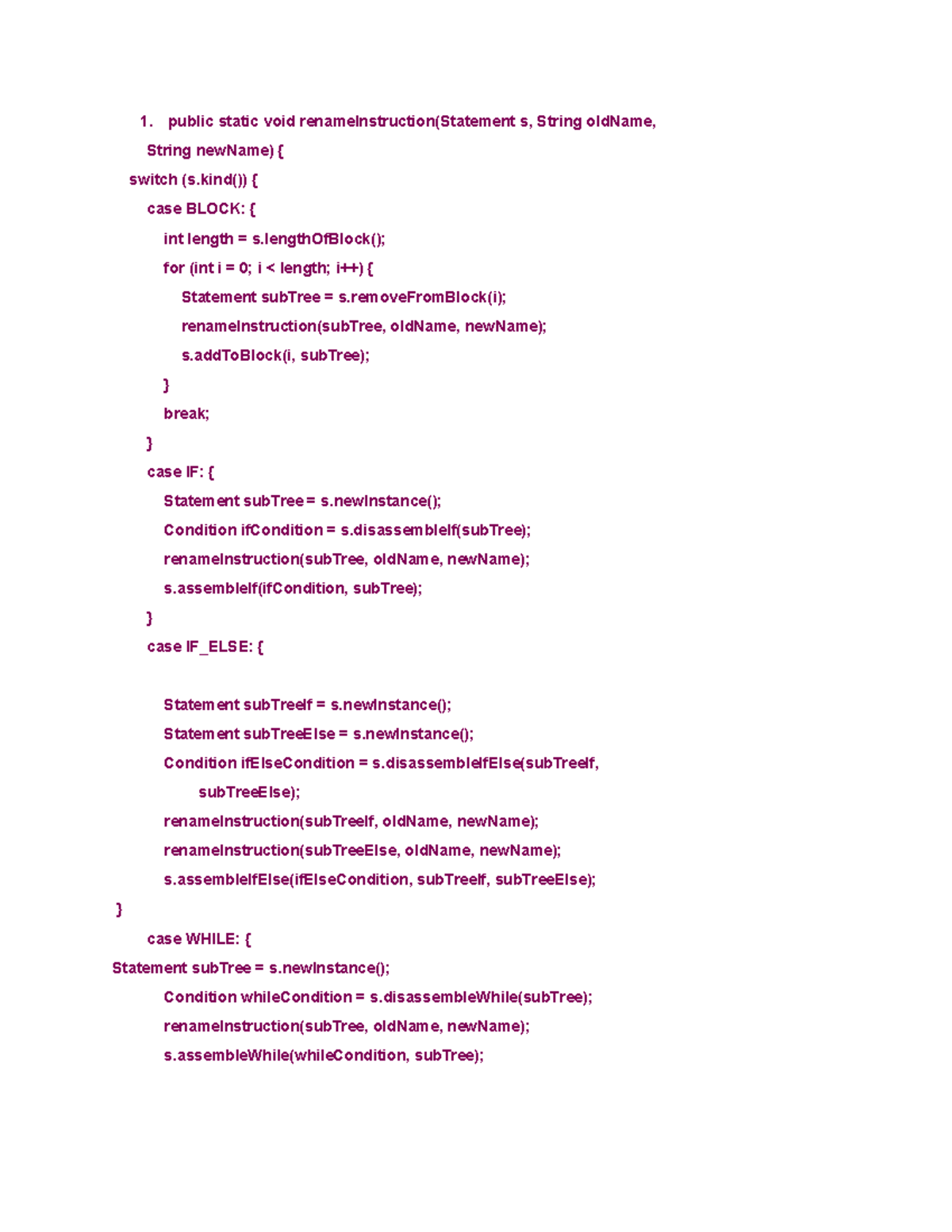 Homework 25: Rename Instruction Method in Java Programming - Studocu