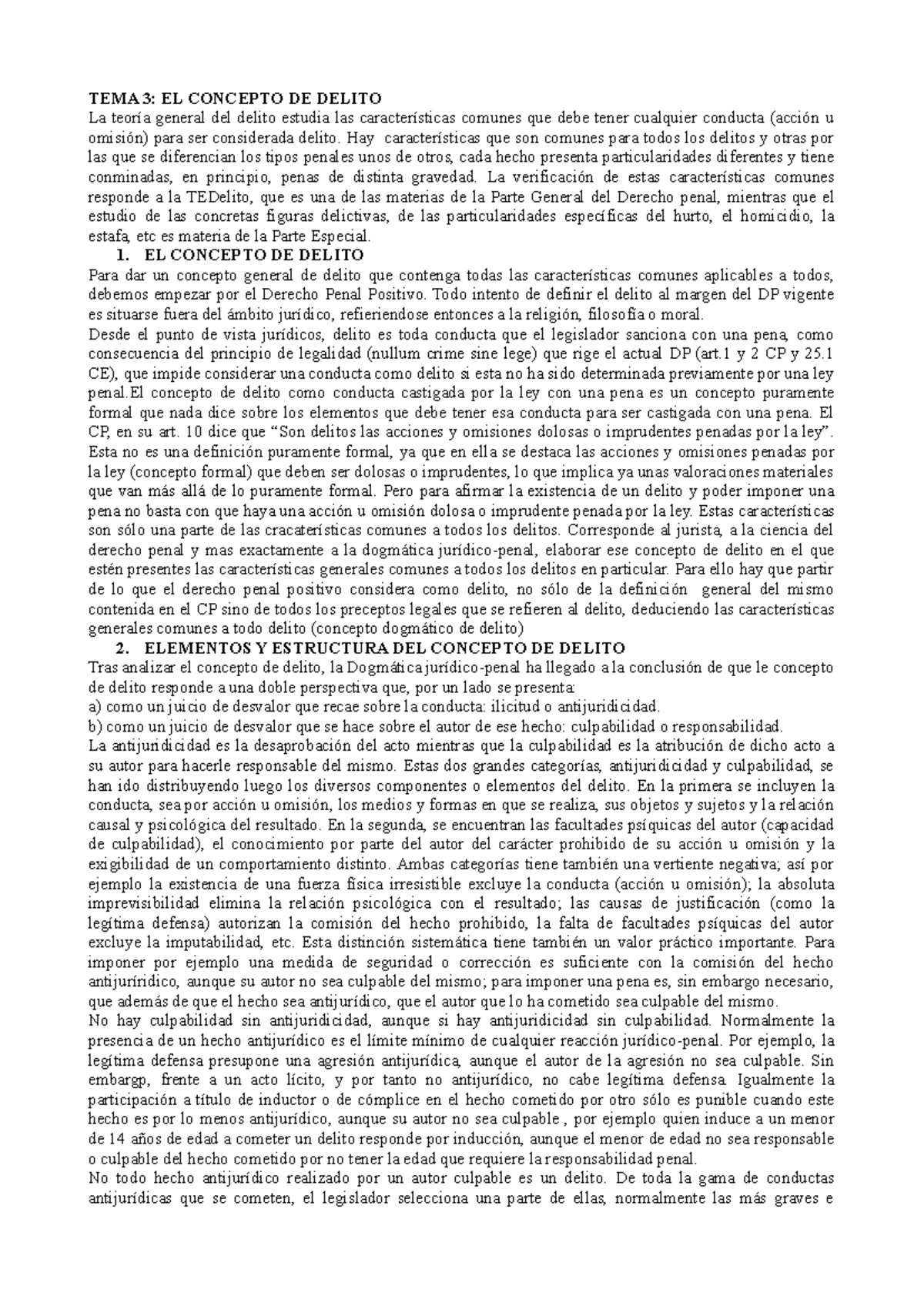 TEMA 3: EL CONCEPTO DE DELITO - Resumen del Manual de Derecho Penal ...