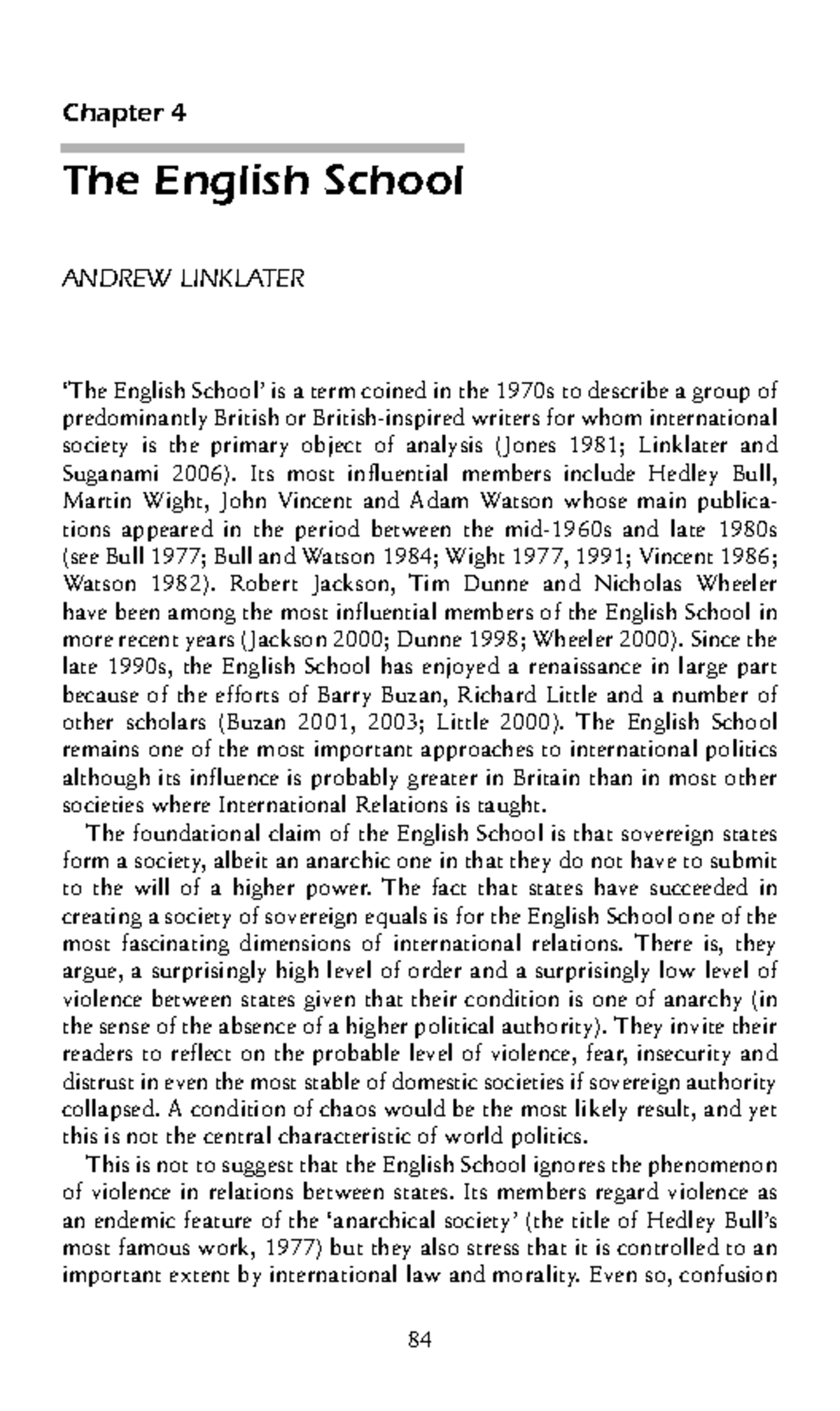 Chapter 4: The English School and Cultural Revolts in IR (Course Code ...