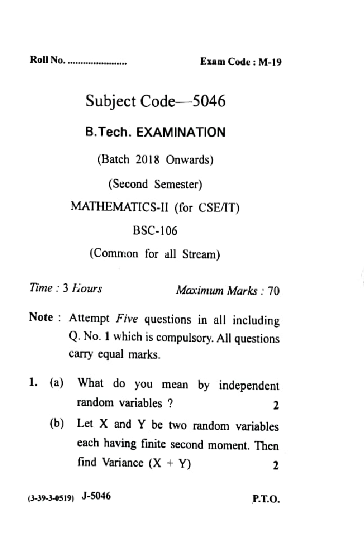 Maths PYQs for B.Tech Mathematics-II (CSEAT) Exam Review - Studocu