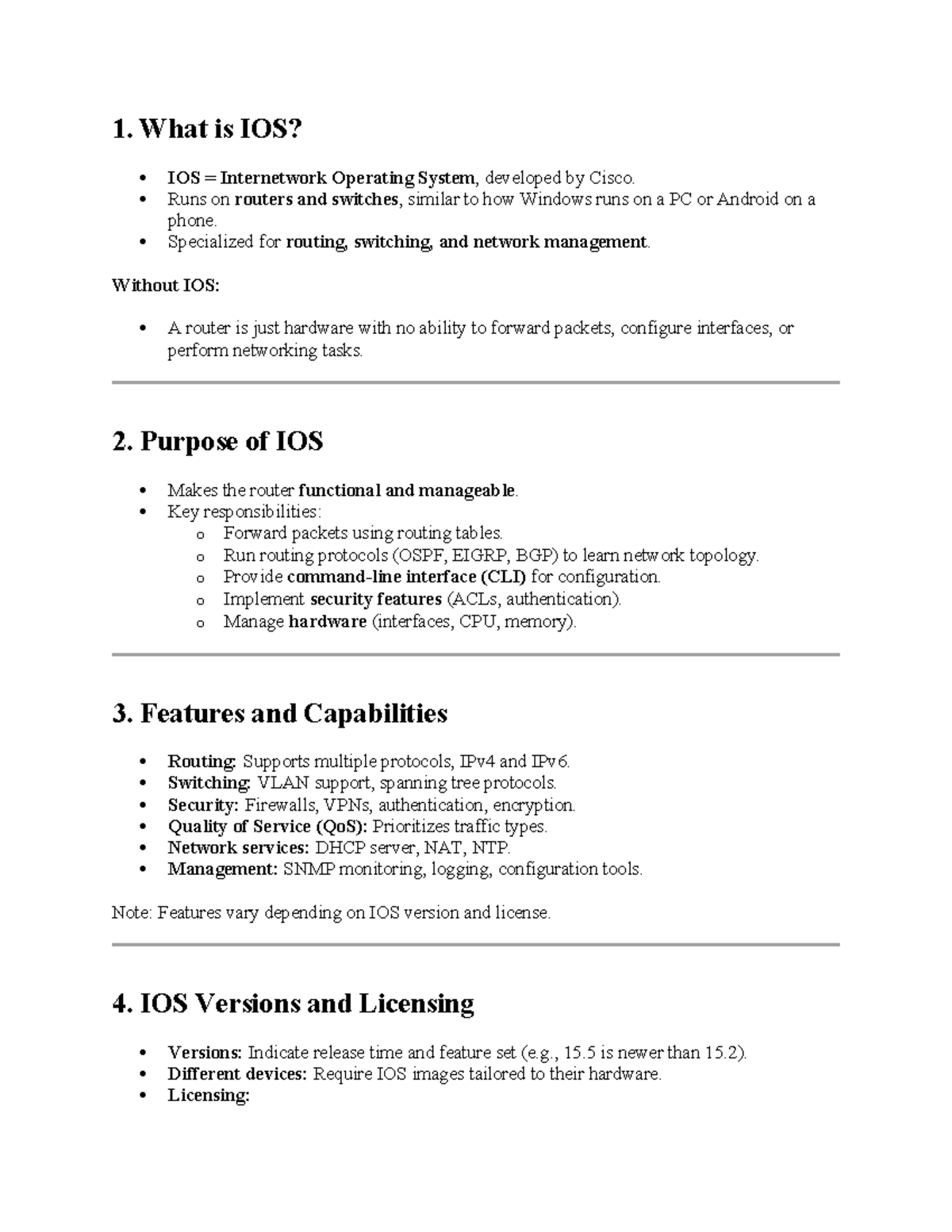 Networking 2 - IOS Overview and Boot Process Notes - Studocu