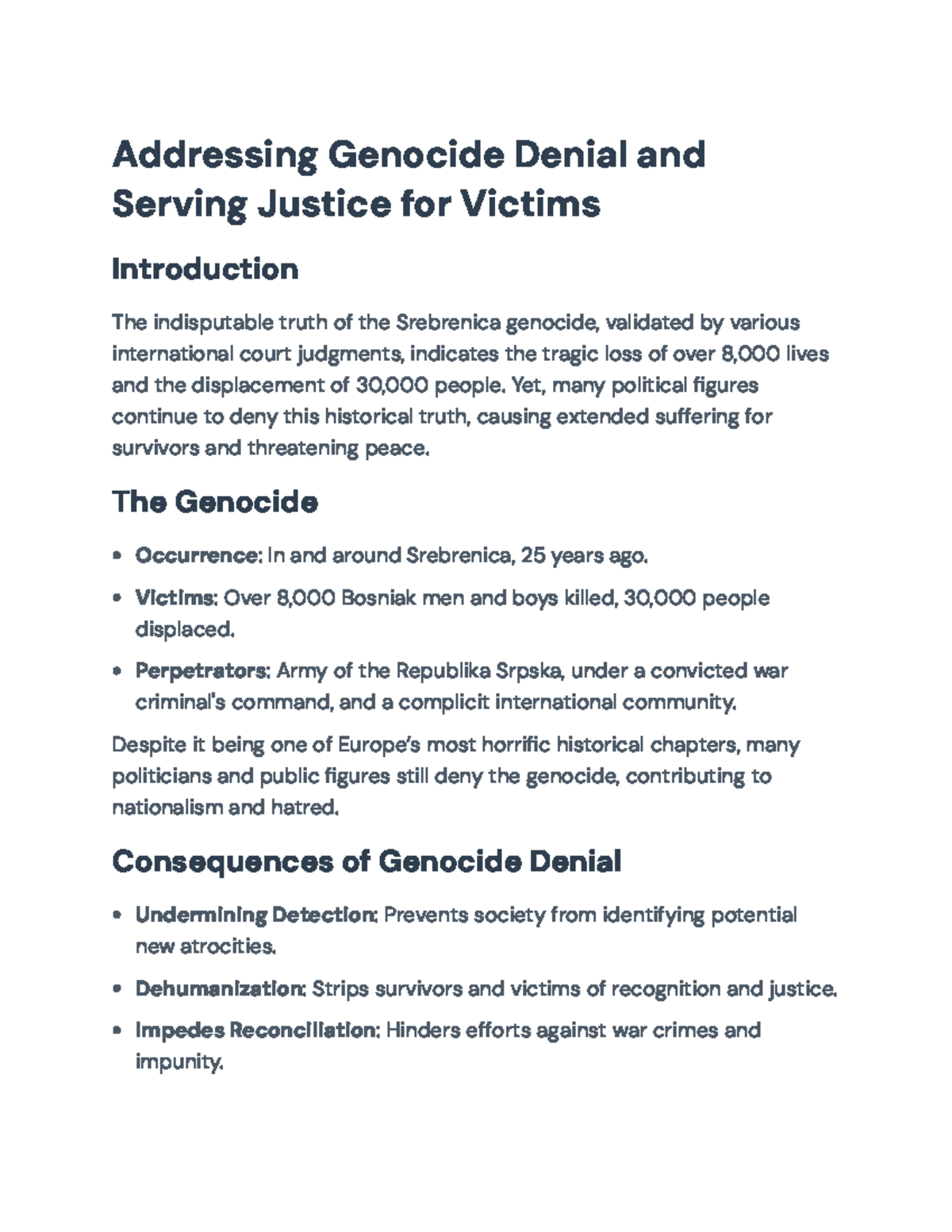 Addressing Genocide Denial: Justice for Srebrenica's Victims ...