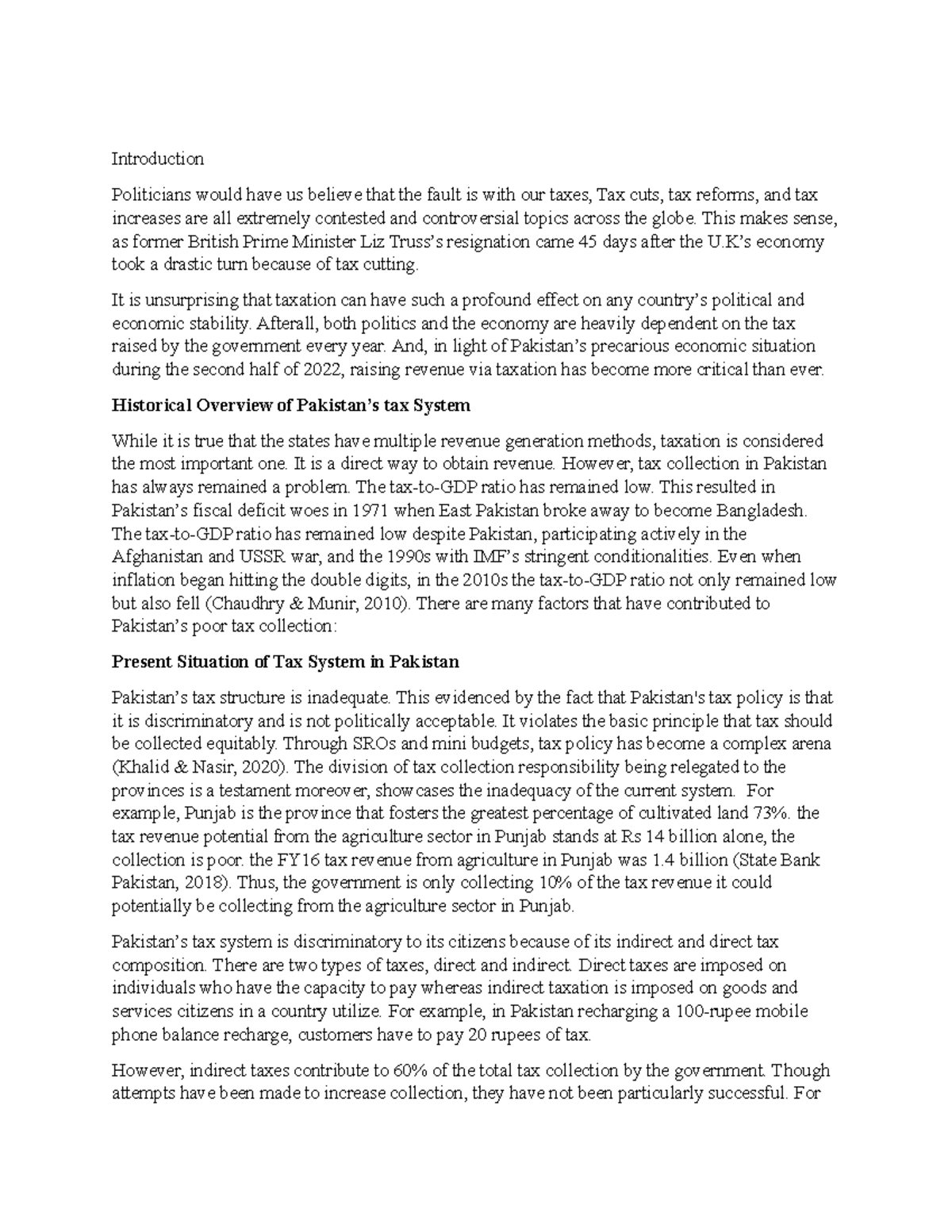 Advancing Tax Collection in Pakistan: Issues & Reform Strategies - Studocu