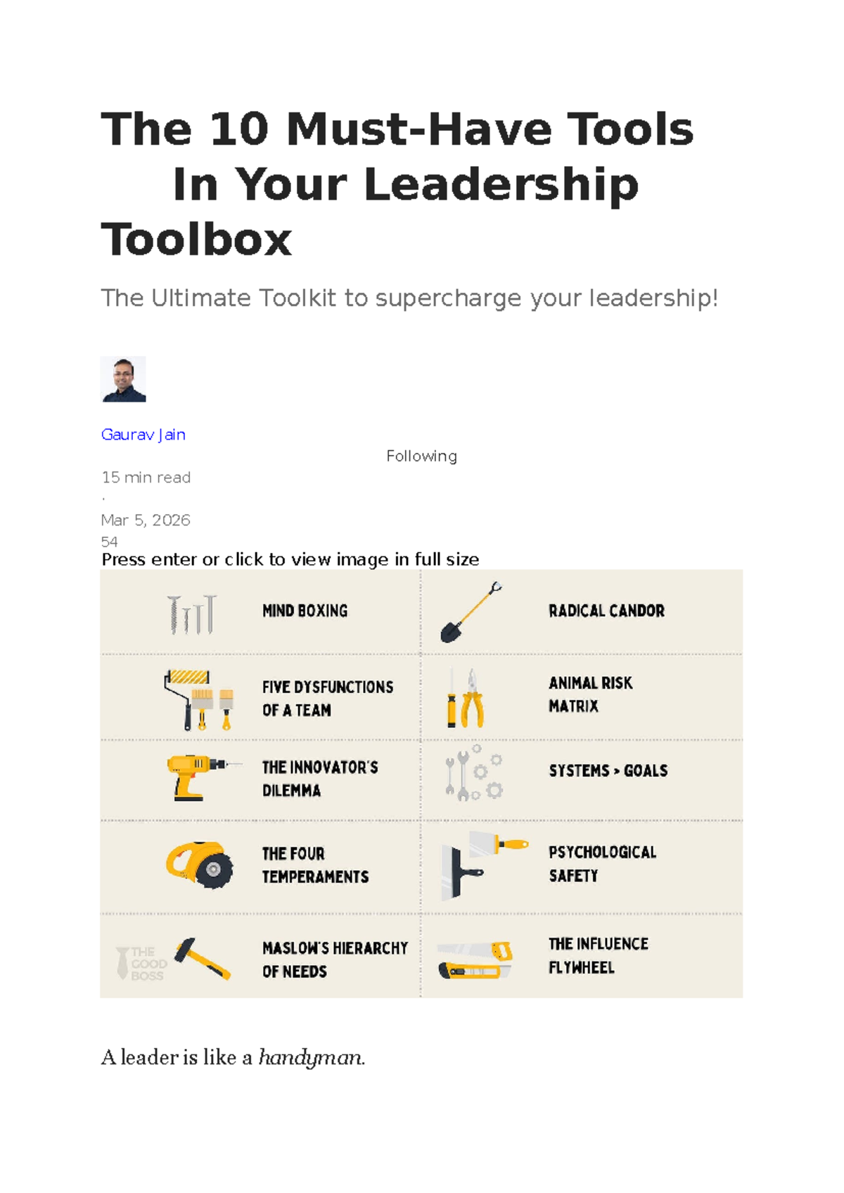 The 10 Essential Leadership Tools for Effective Management - Studocu