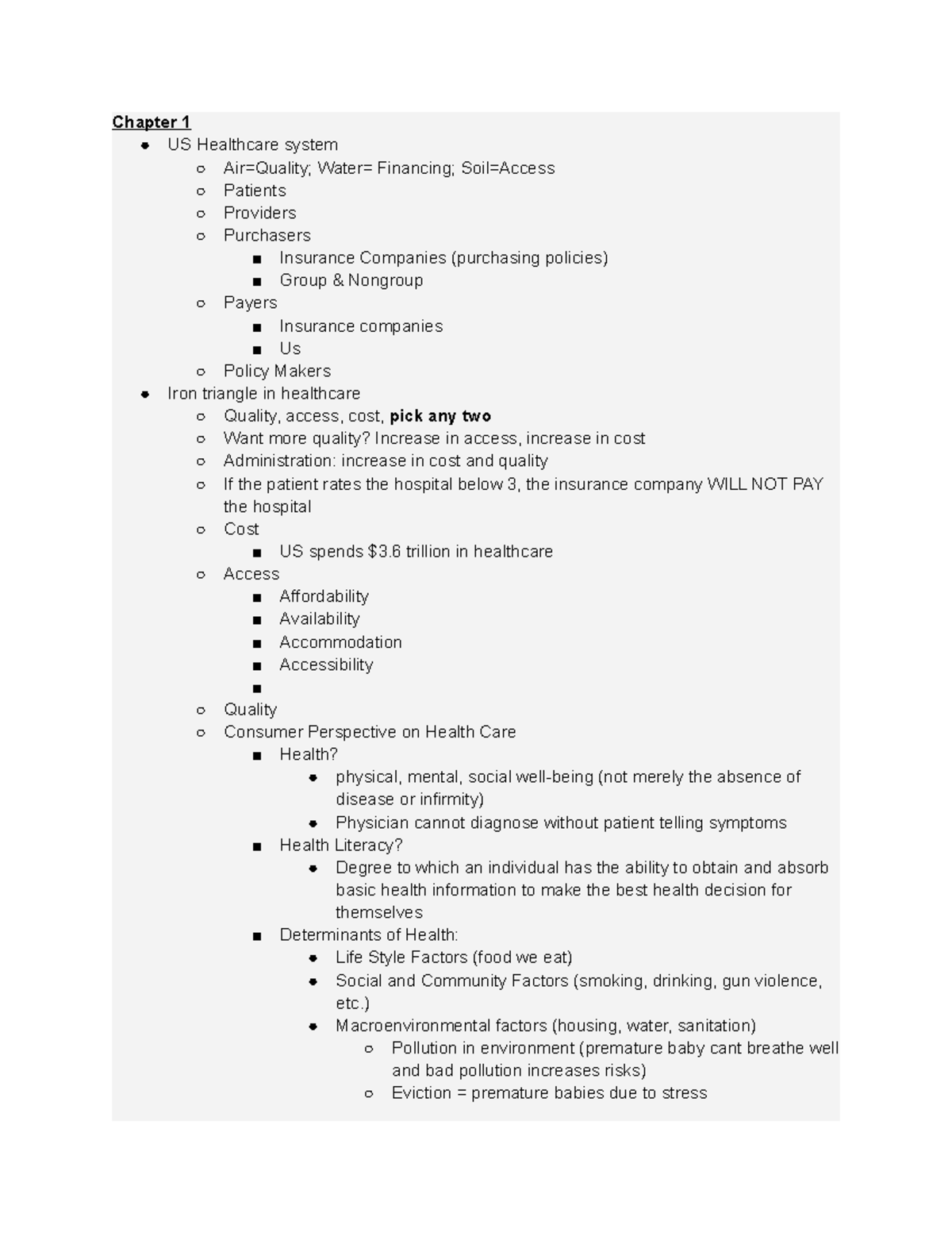 HSA311-004 Chapter 1 Lecture Notes on US Healthcare Systems - Studocu