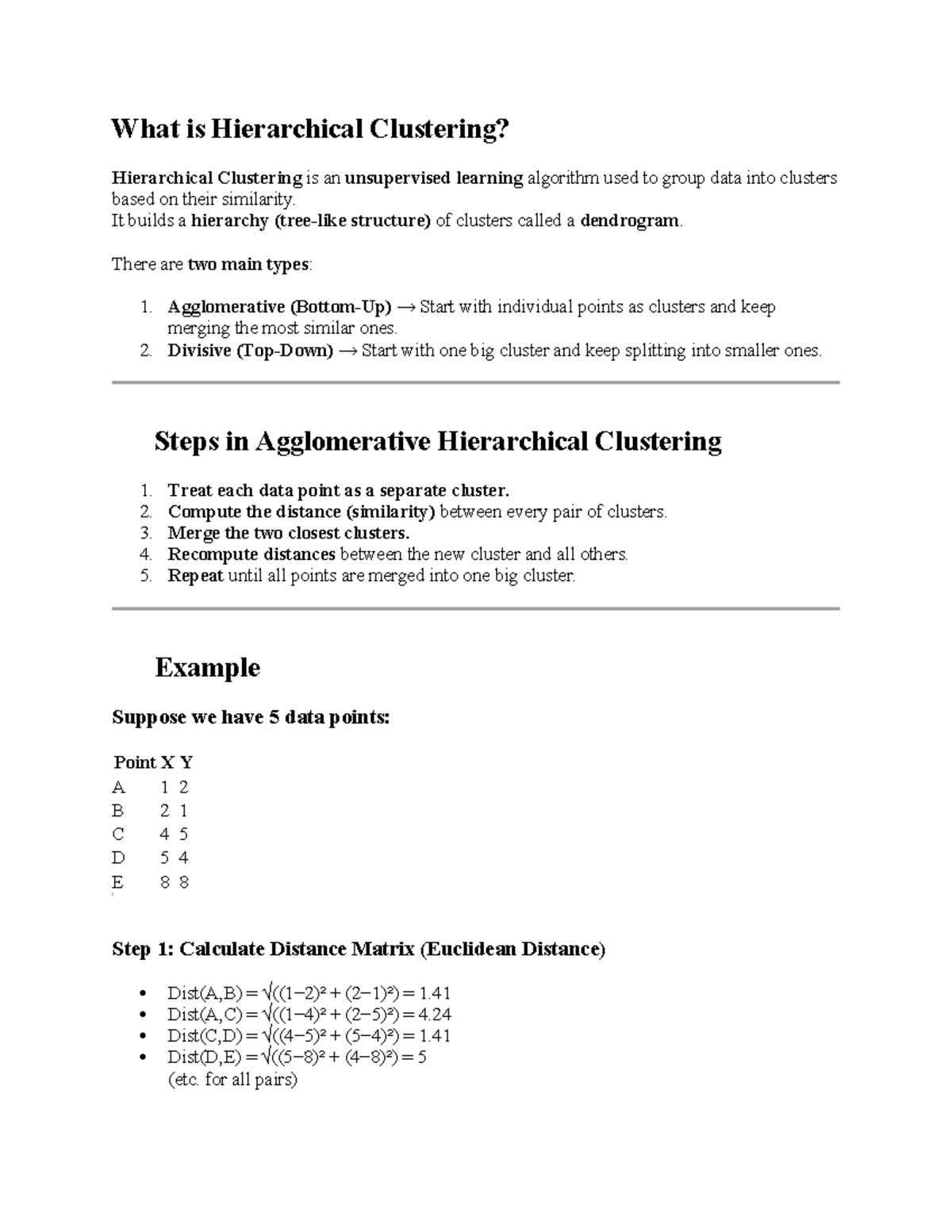 Hierarchical Clustering Overview: Concepts & Steps Explained - Studocu