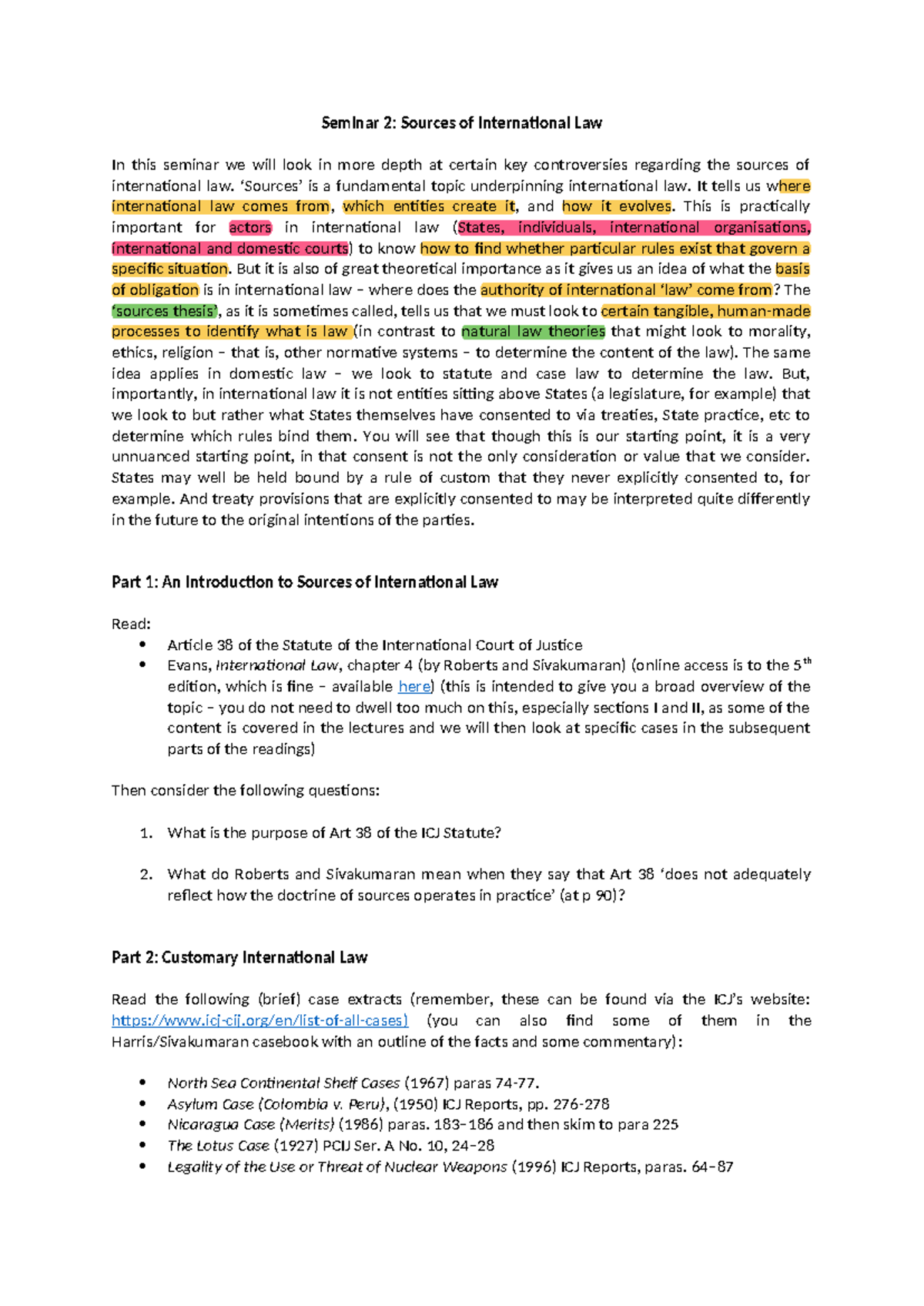 Topic 2 - sources - Tagged - Seminar 2: Sources of International Law In ...