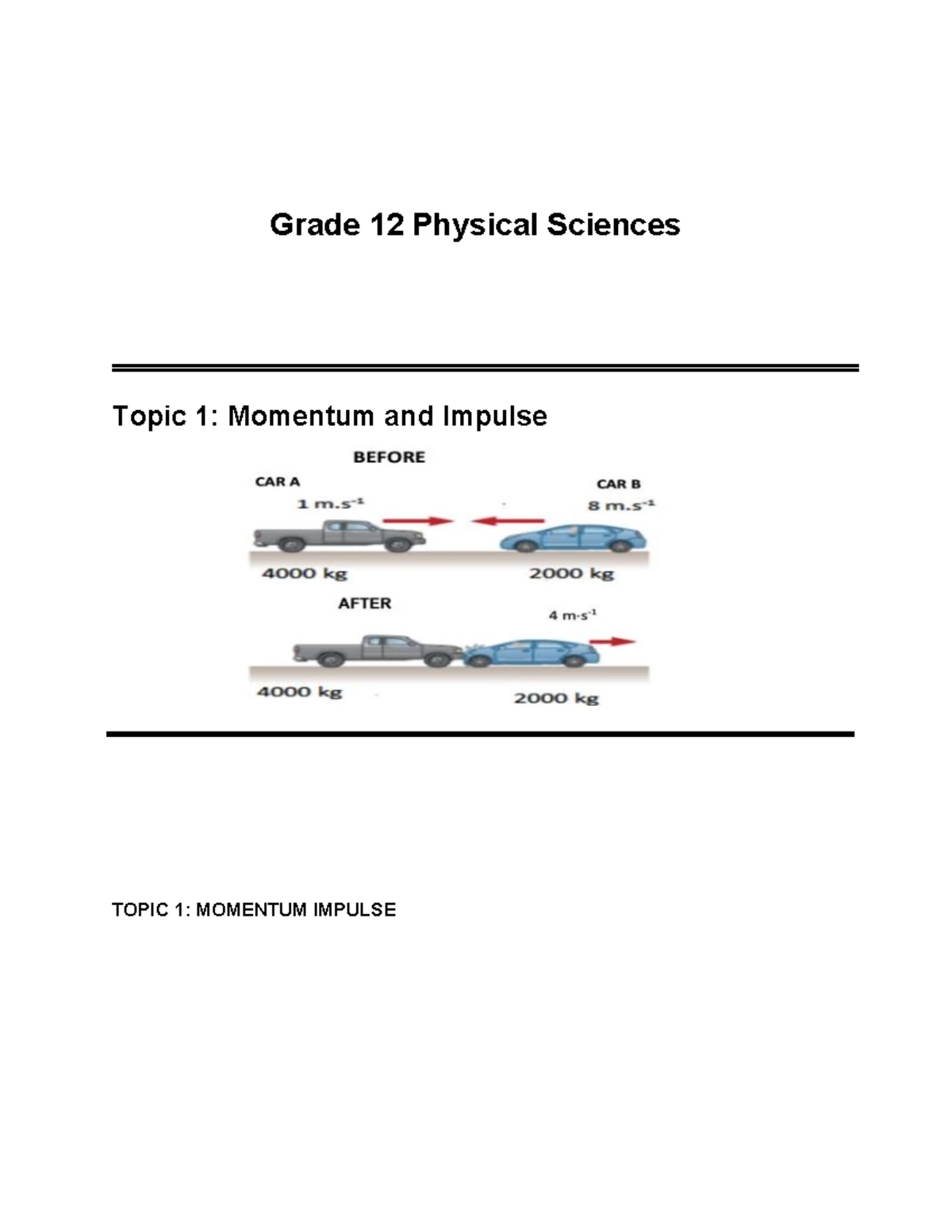 Grade 12 Physical Sciences Topic 4: Work, Energy & Power Exam ...