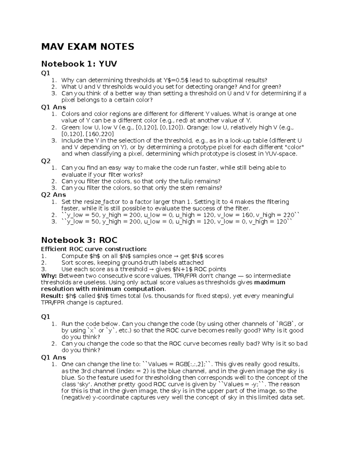 MAV notebooks questions&answers summary - MAV EXAM NOTES Notebook 1 ...