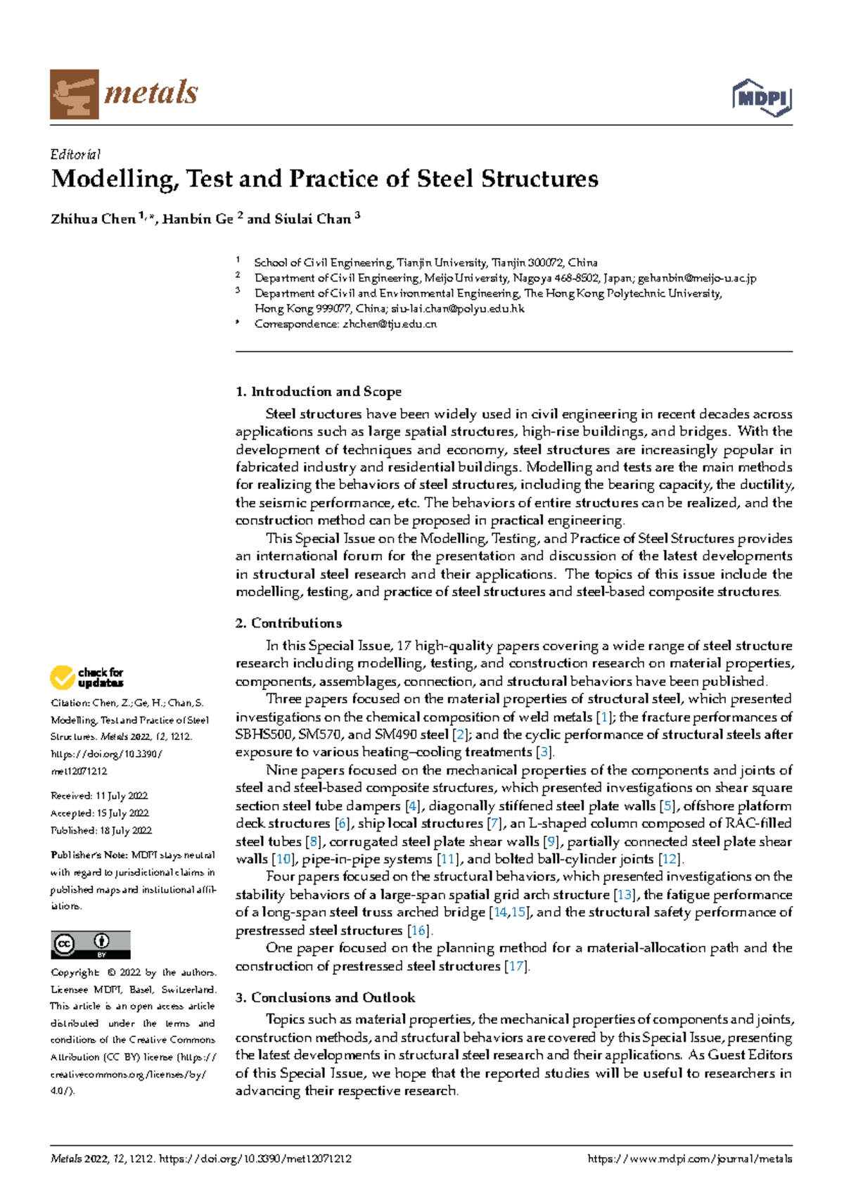 Modelling and Testing of Steel Structures in Metals-12-01212 - Studeersnel