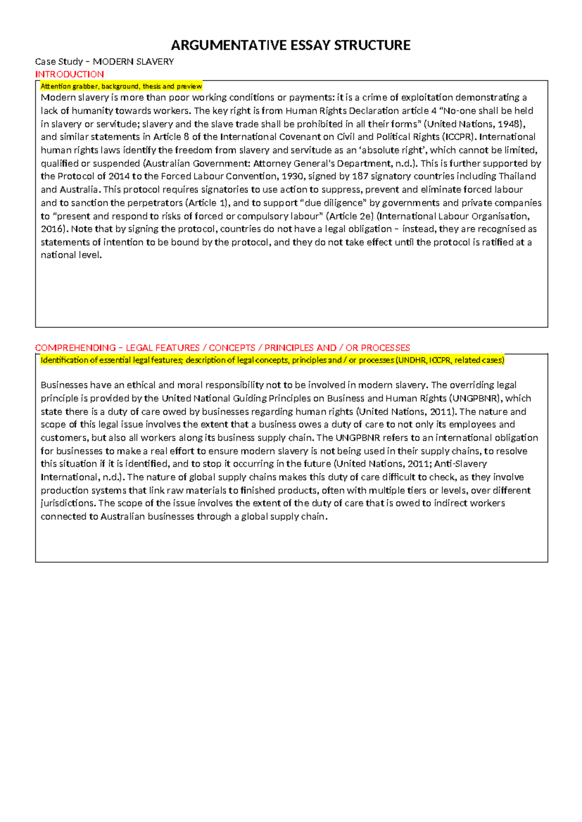 ARGUMENTATIVE ESSAY STRUCTURE: Case Study on Modern Slavery - Studocu