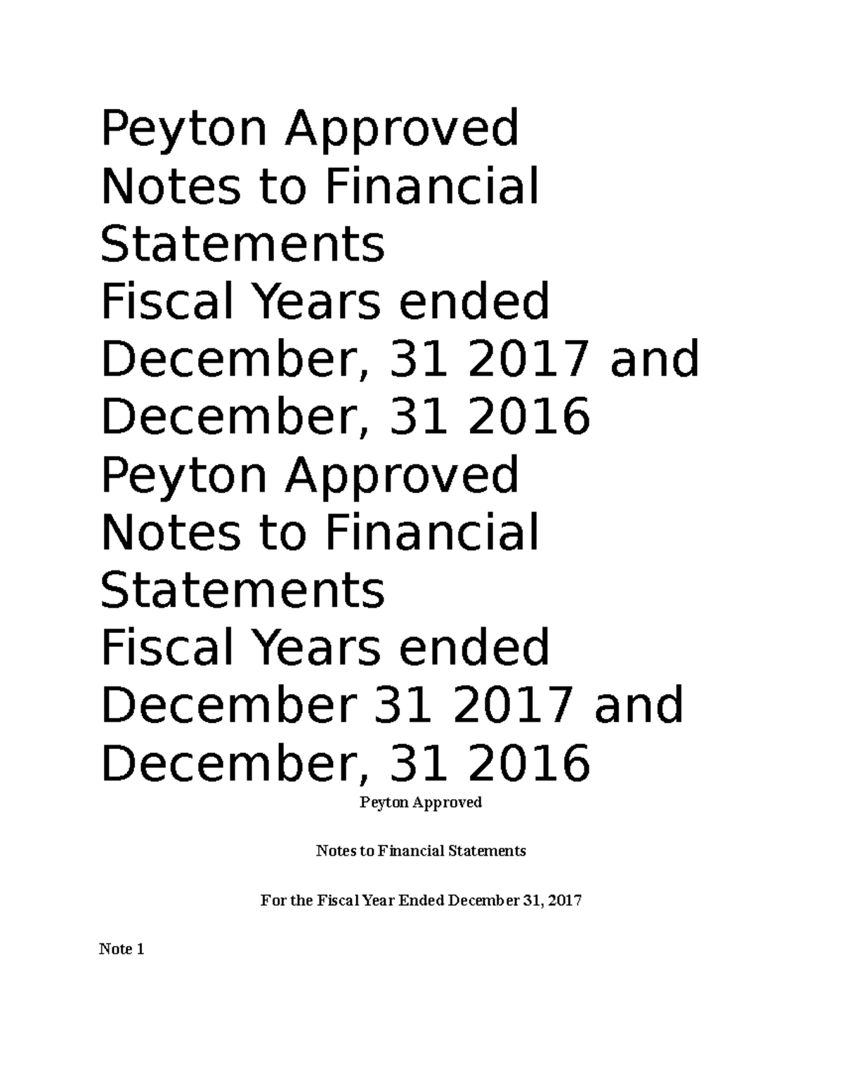 ACC308 Notes to Financial Statements - Peyton Approved Notes to ...