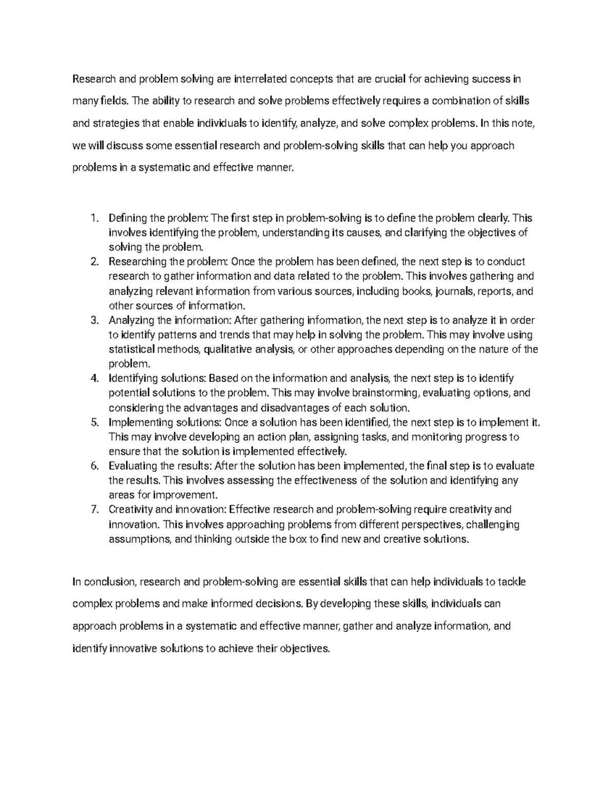 Comp 1: Essential Skills in Research & Problem Solving Strategies - Studocu