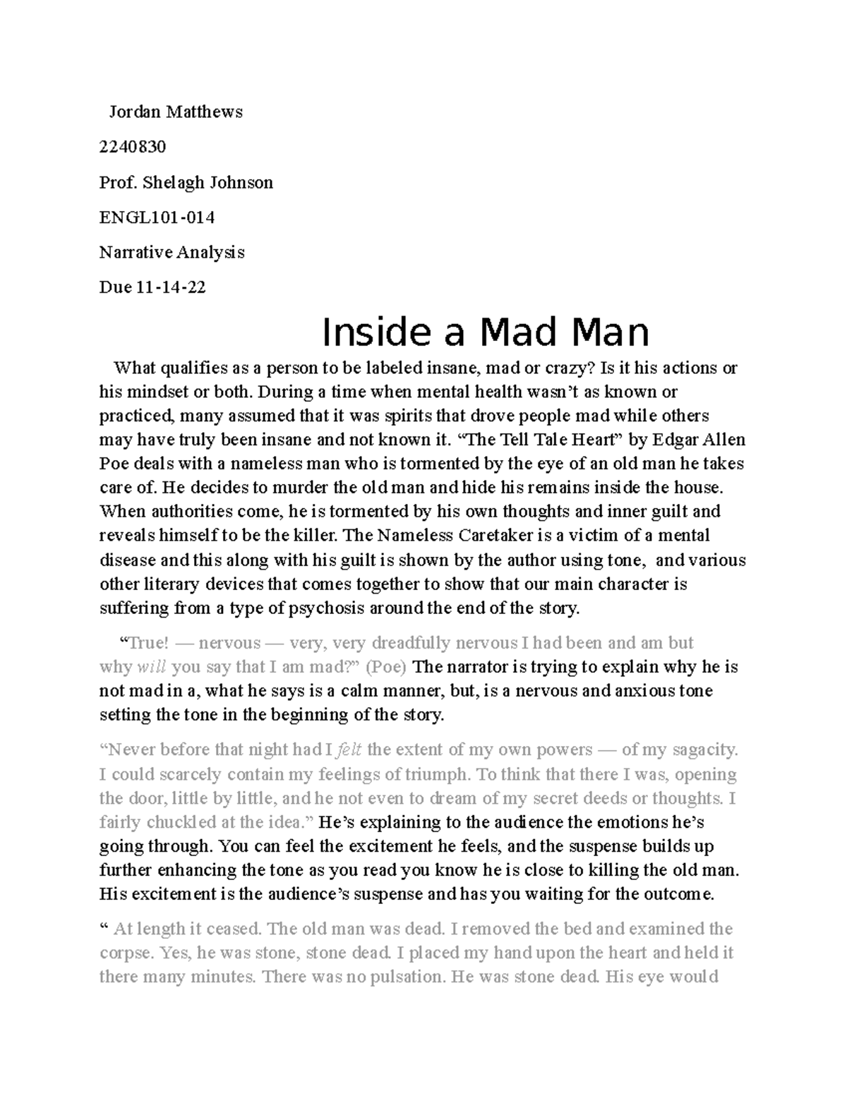 ENGL101: Rough Draft Analysis of 