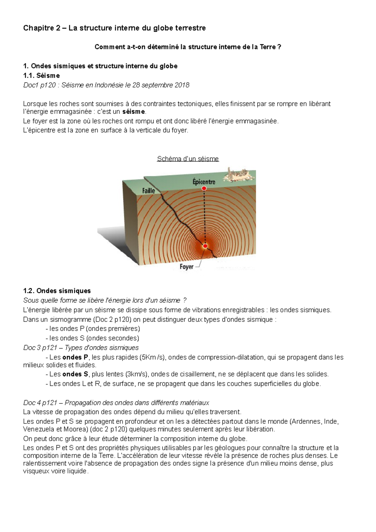 geologie spe svt - Chapitre 2 – La structure interne du globe terrestre ...