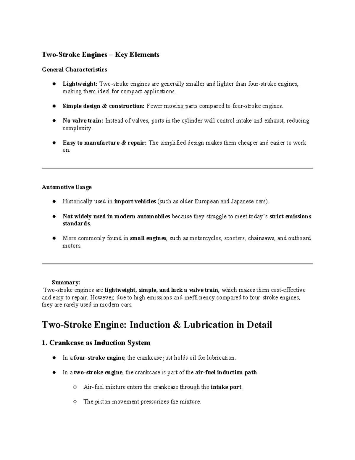 Two-Stroke Engine Mechanics: Overview & Functionality (ENG 101) - Studocu