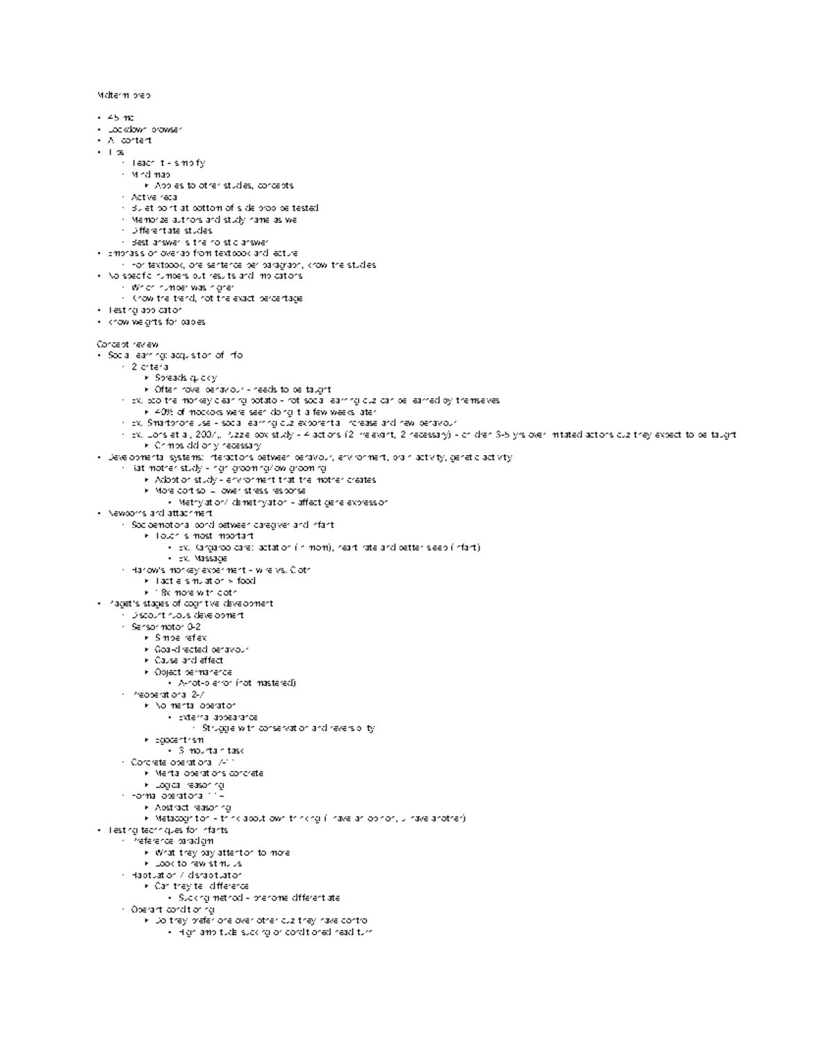 Midterm Prep Notes for PSY 101 Winter 2026: Key Concepts & Tips - Studocu