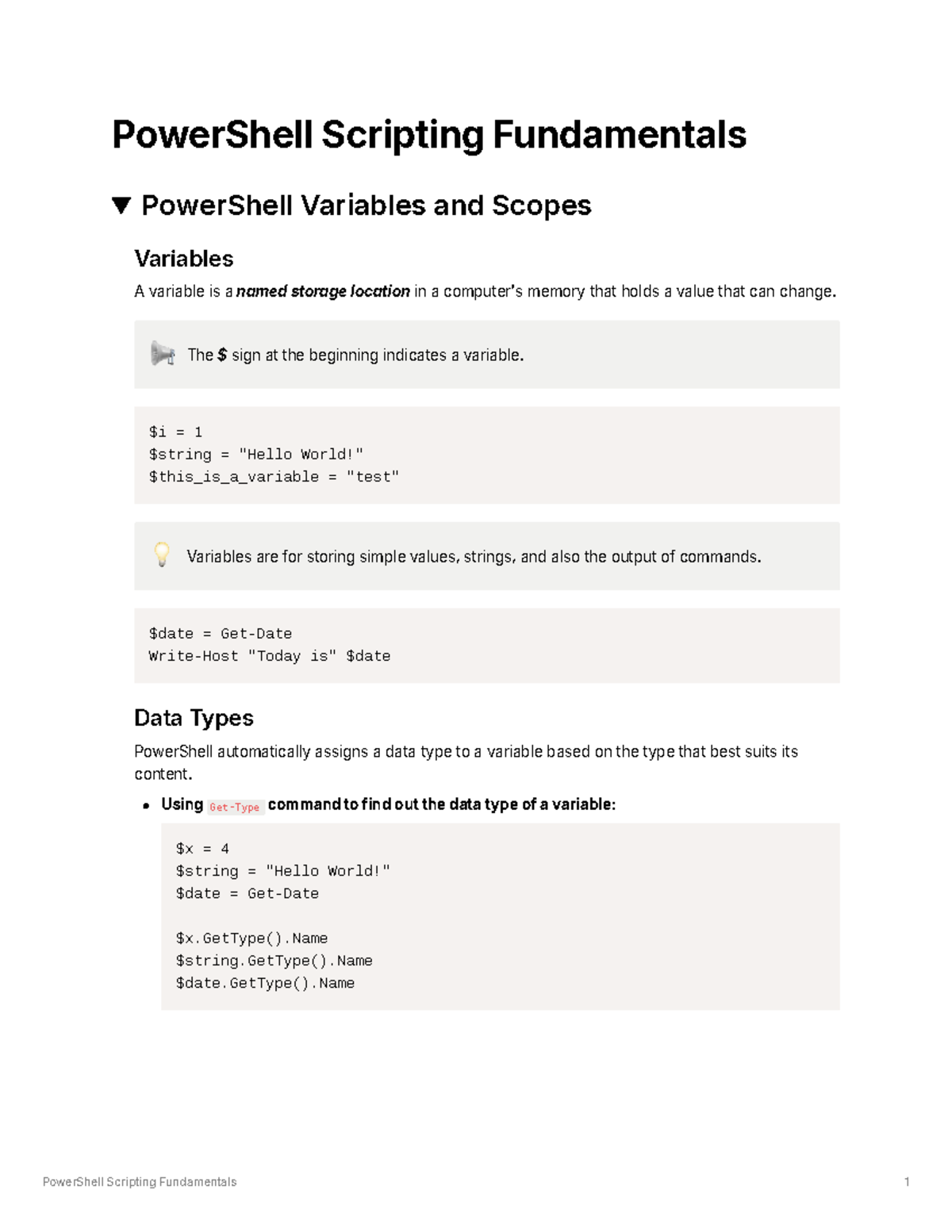 PowerShell Scripting Fundamentals: Variables, Scopes, and Data Types ...