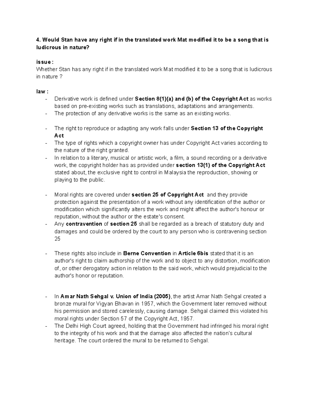 Copyright Issues in Derivative Works: TUTORIAL WEEK 4 - Studocu