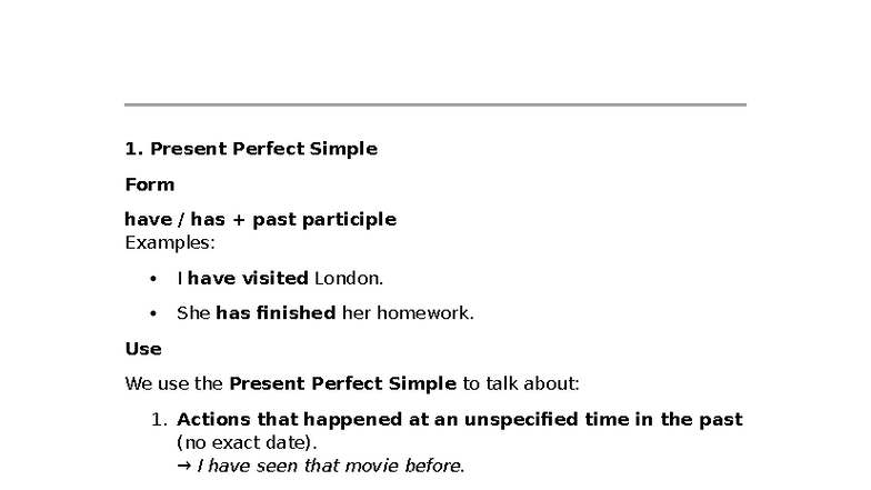 Grammar Review: Present Perfect & Comparative Forms - Studocu