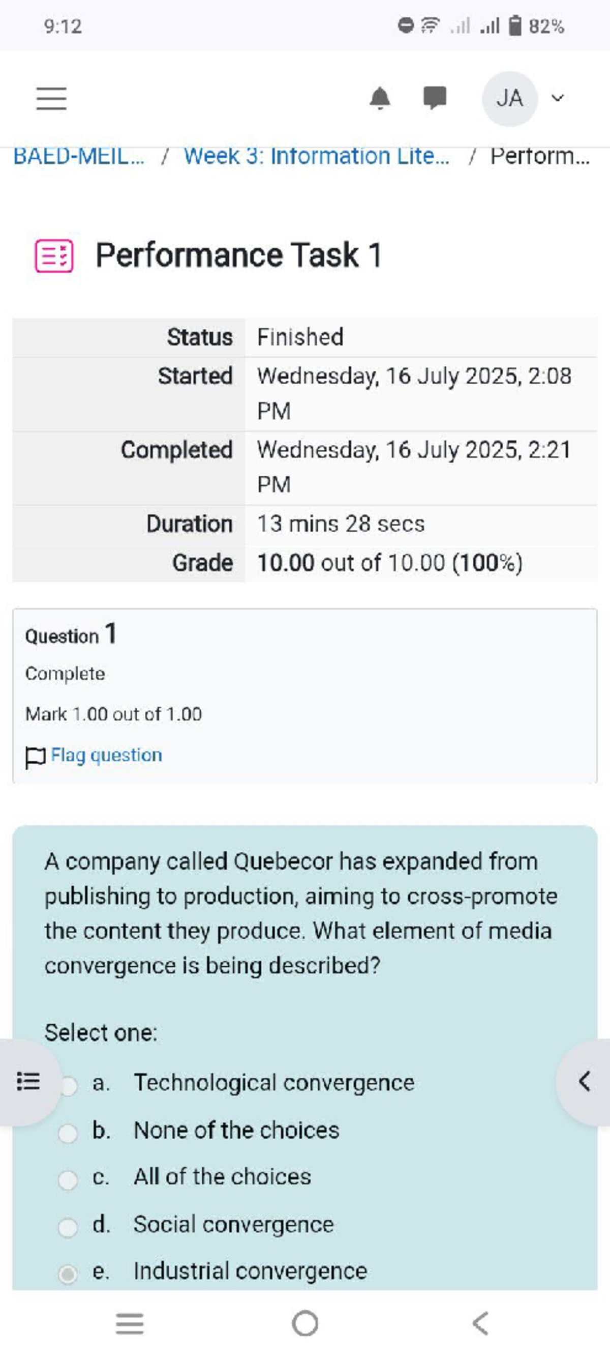 9:12 JA Performance Task 1: Media Literacy Insights and Analysis - Studocu