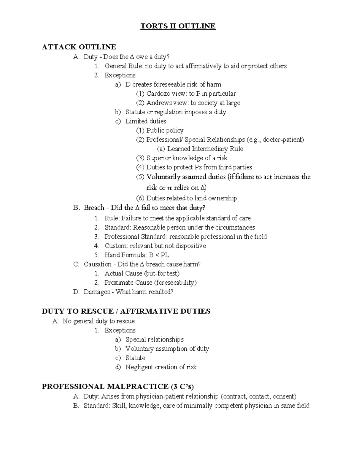 Midterm Study Notes for Torts Law: Key Concepts and Principles - Studocu