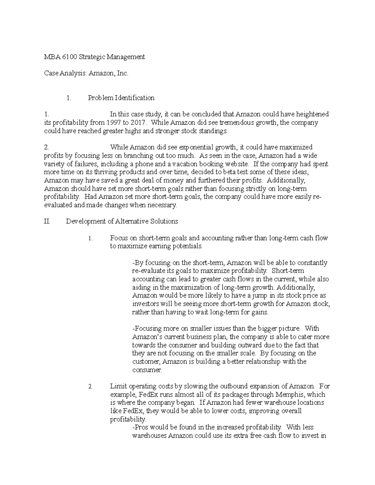 MBA 6100 Case Study: Amazon Profitability Analysis and Recommendations ...