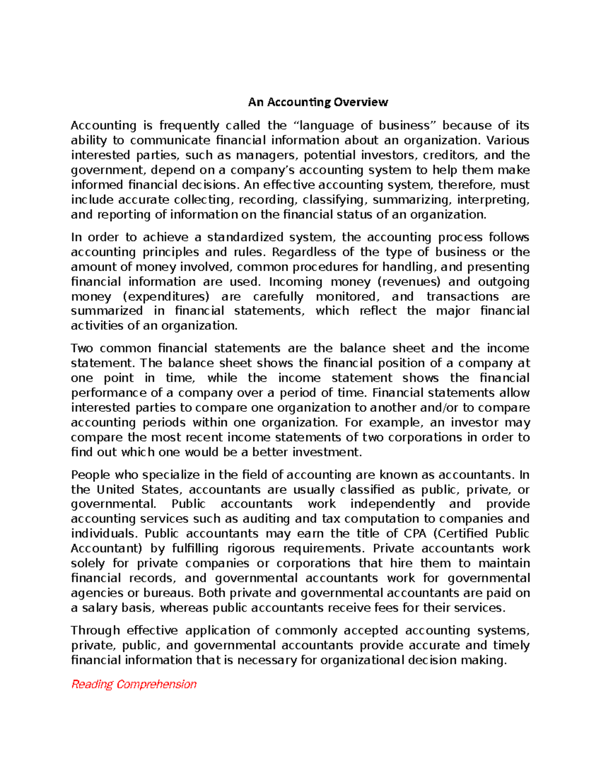 ACCT 101: Comprehensive Overview of Accounting Principles and Practices ...