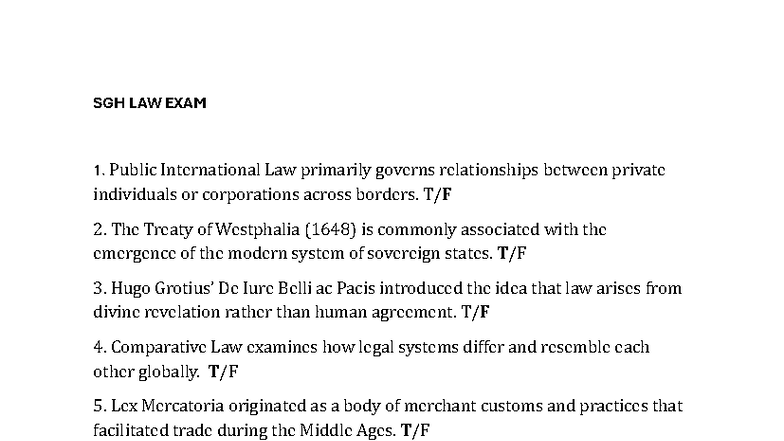 SGH LAW EXAM - Public International Law Overview and Key Concepts - Studocu