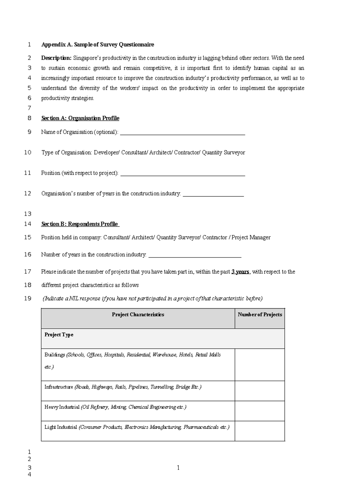 Survey Questionnaire on Construction Productivity (Sd2155) - Studocu