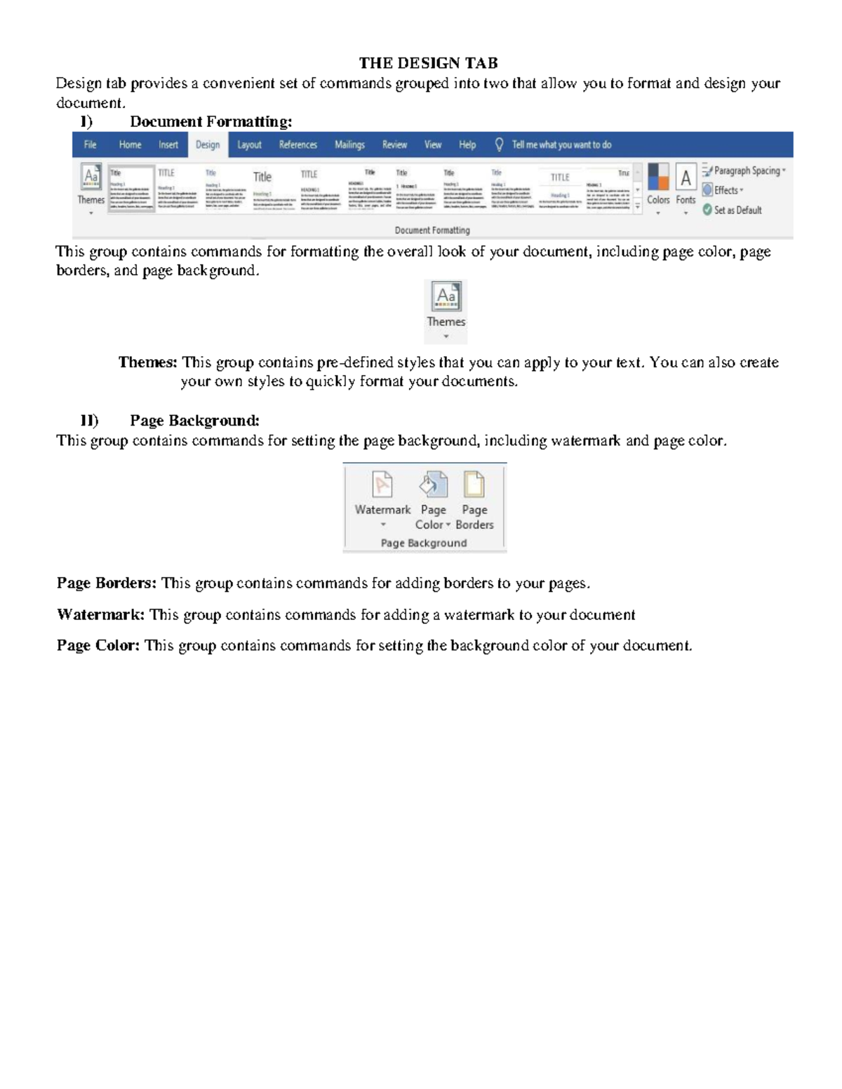 CIT 100 G 2 A 1 - Summarized CIT 100 notes - THE DESIGN TAB Design tab ...
