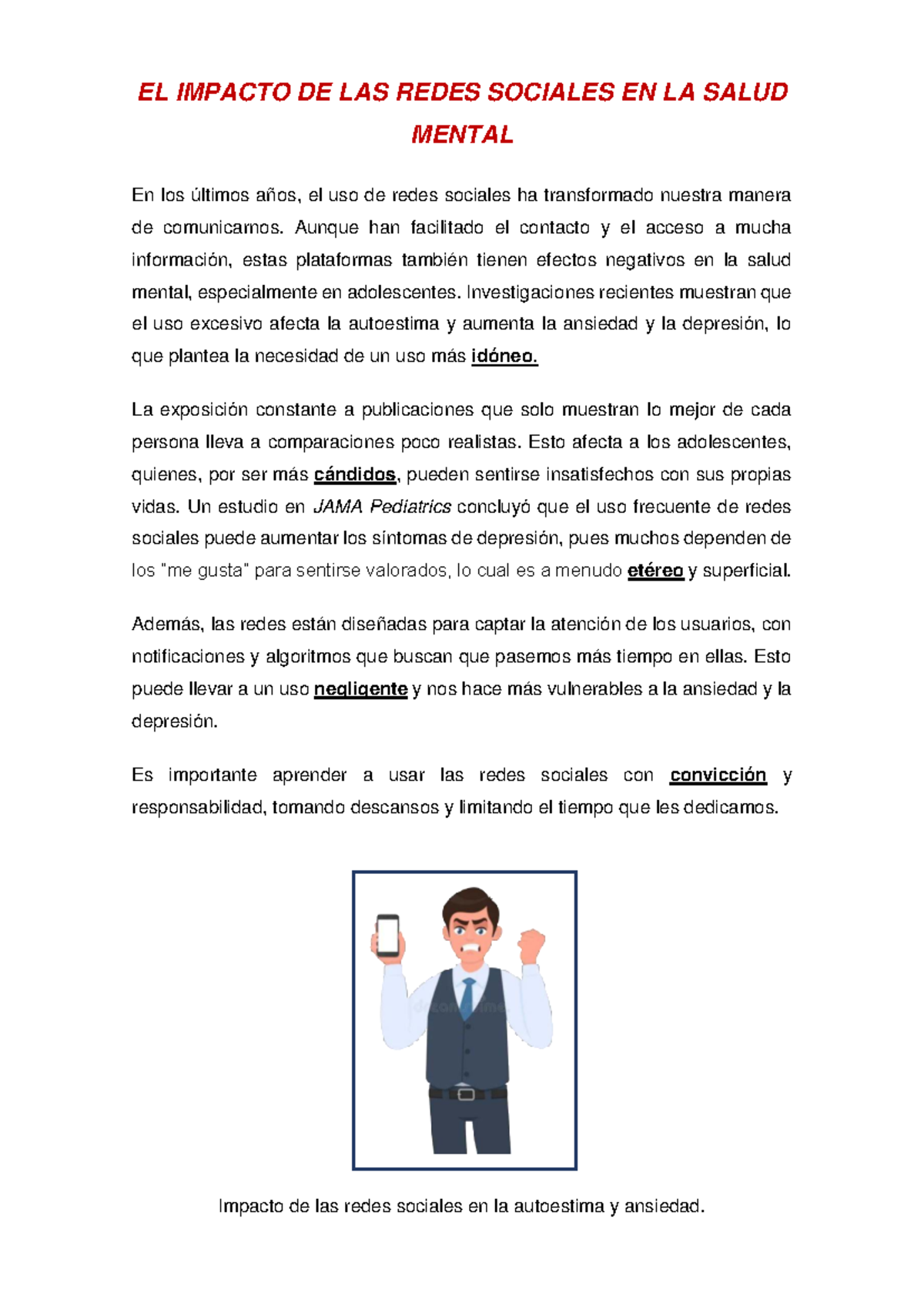 EL IMPACTO DE LAS REDES SOCIALES EN LA SALUD MENTAL Y LA AUTOESTIMA ...