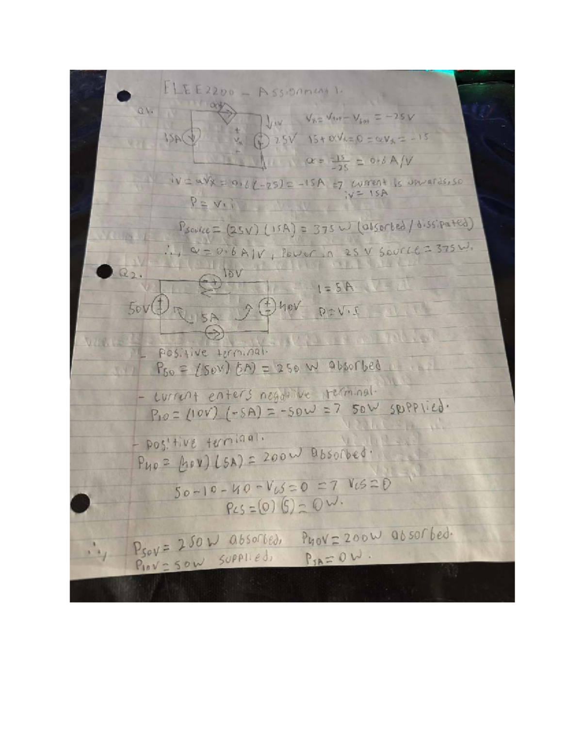 ELEE2200 Assignment 1: Power Analysis and Calculations - Studocu