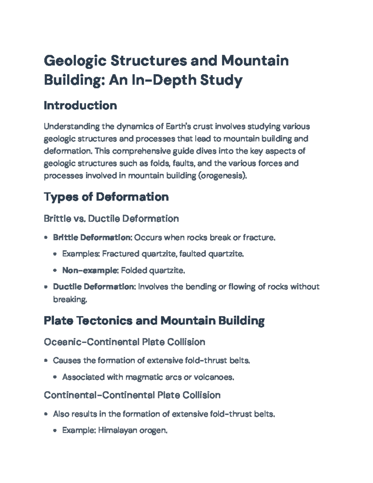 Geologic Structures Mountain Building Insights Applications