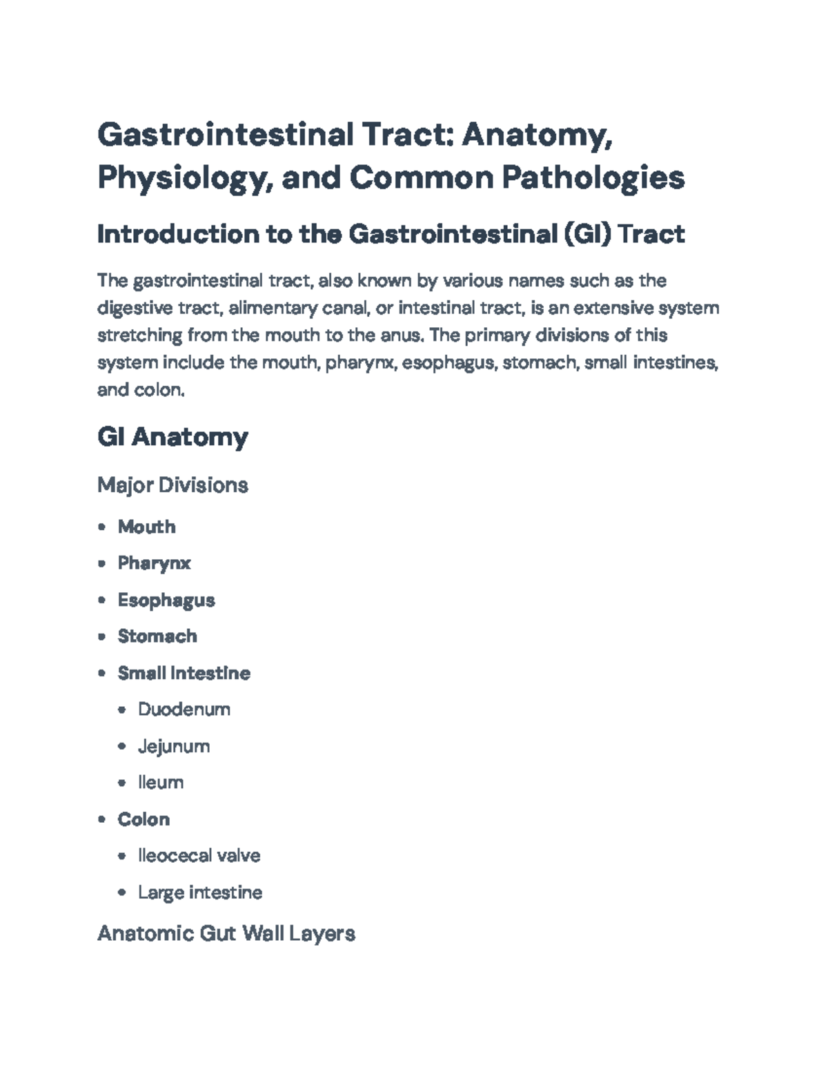 Gastrointestinal Tract: Anatomy, Physiology, and Common Pathologies ...