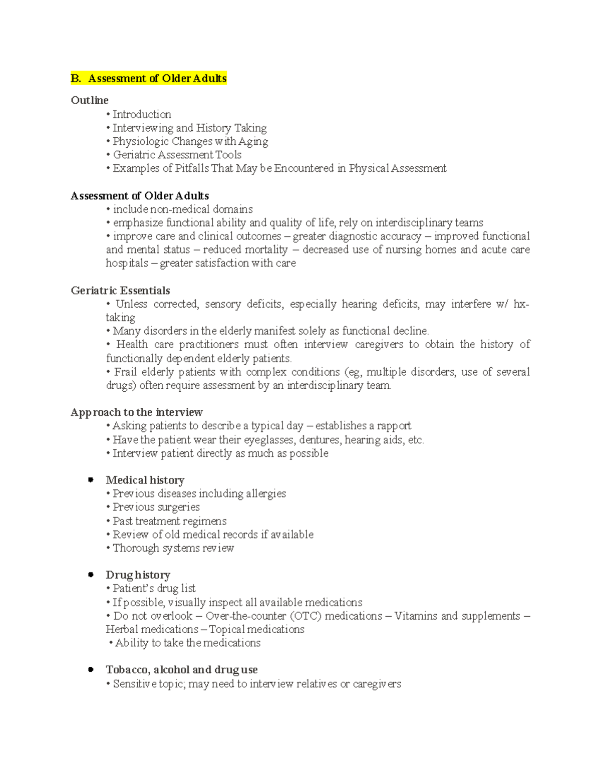 NCM 114 Geriatric Assessment and Care Strategies for Older Adults - Studocu