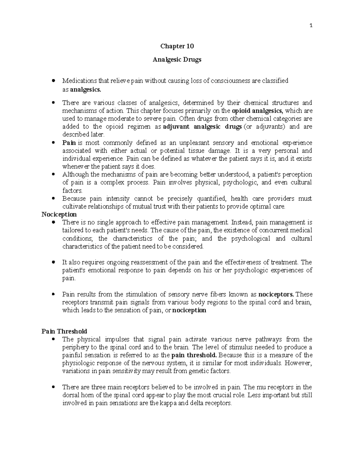 Chapter+10+Anagesic-SP+2023 - Chapter 10 Analgesic Drugs Medications ...