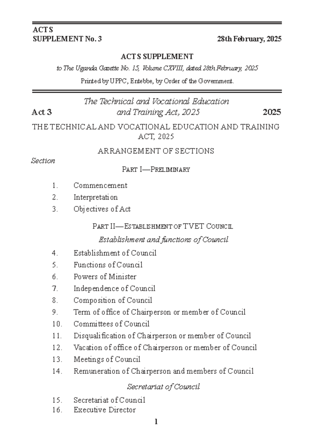 The Technical and Vocational Education and Training Act, 2025 - Act 3 ...