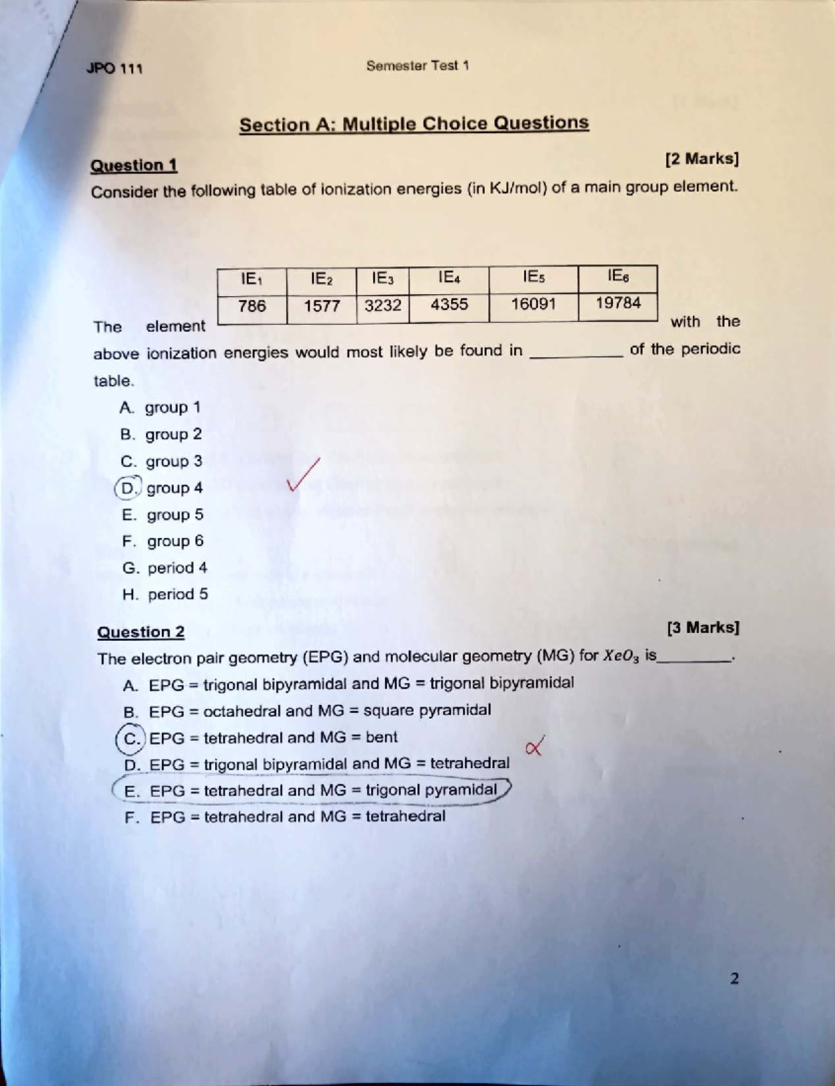 JPO111 Semester Test 1: Multiple Choice & Long Response Questions - Studocu