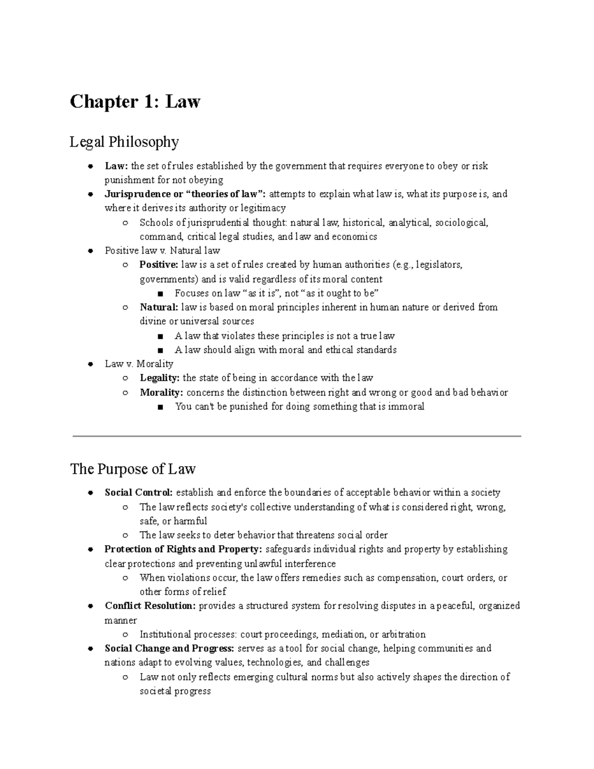 LAW 210 Midterm 1 Study Notes: Legal Philosophy Overview - Studocu