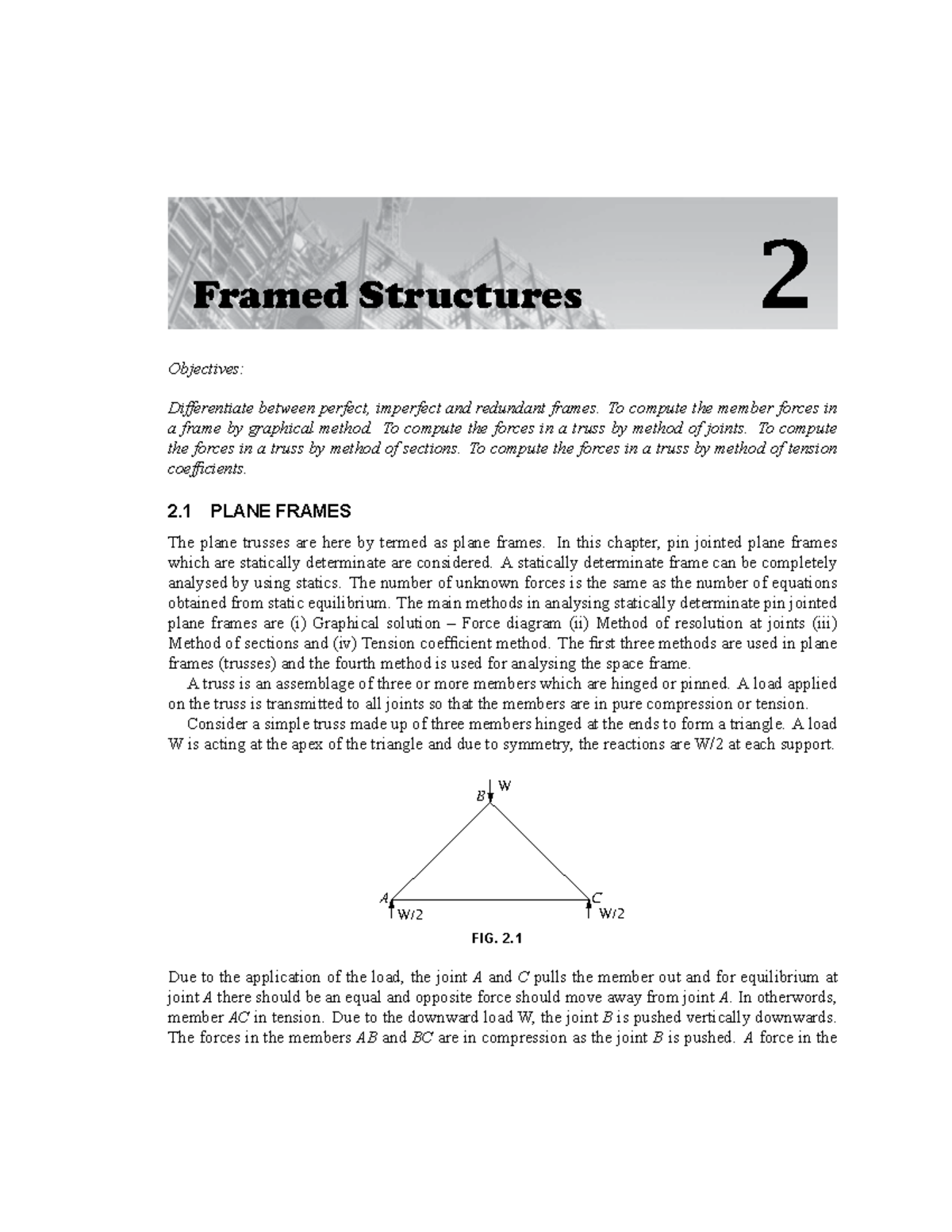 236 Framed Structures - Chapter 2 Analysis Methods and Examples - Studocu