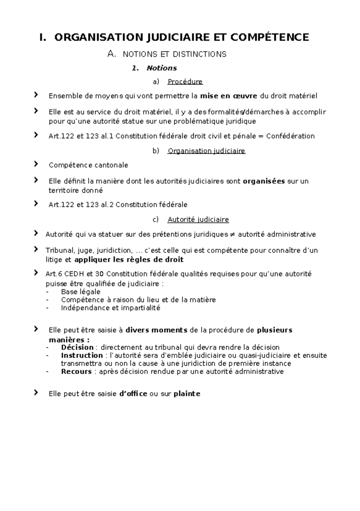 Fiches OJP - Organisation Judiciaire et Compétence en Droit - Studocu
