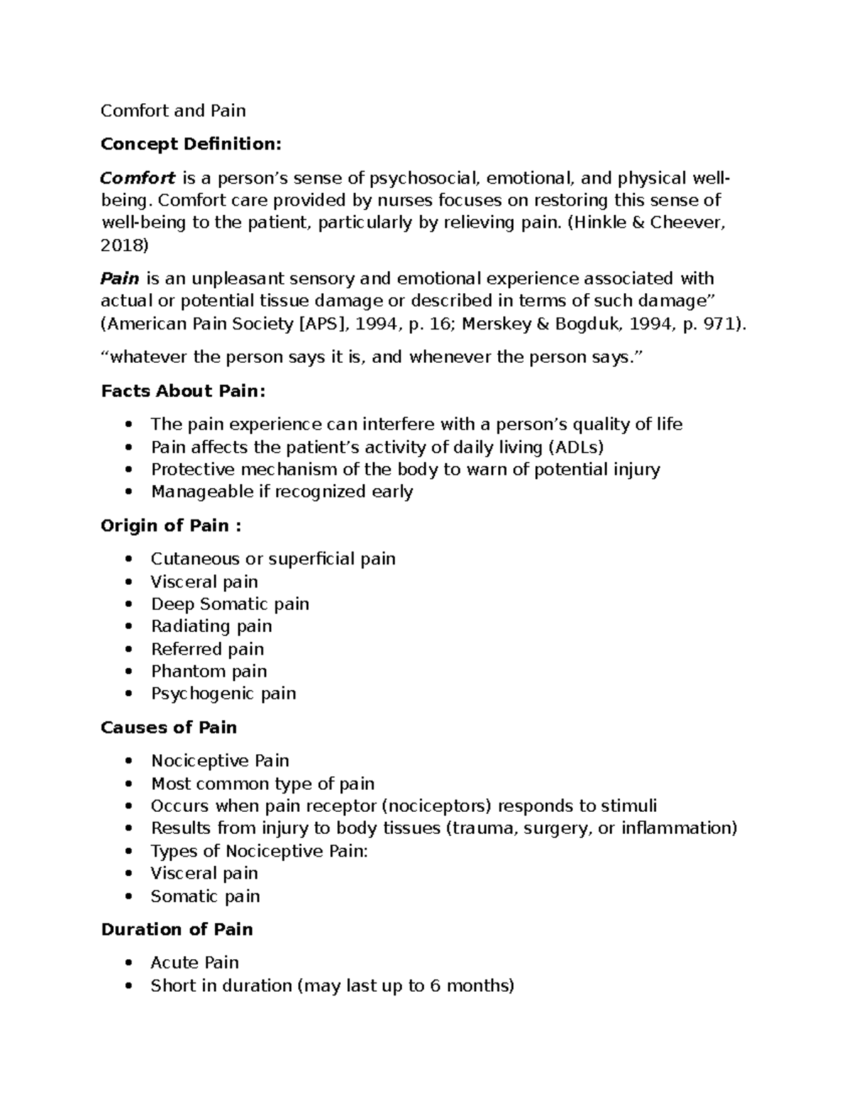 Pain Management and Assessment Strategies - Nursing Overview - Comfort ...