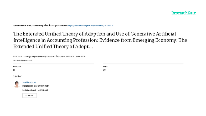 The Extended UTAUT Model for Generative AI Adoption in Accounting ...