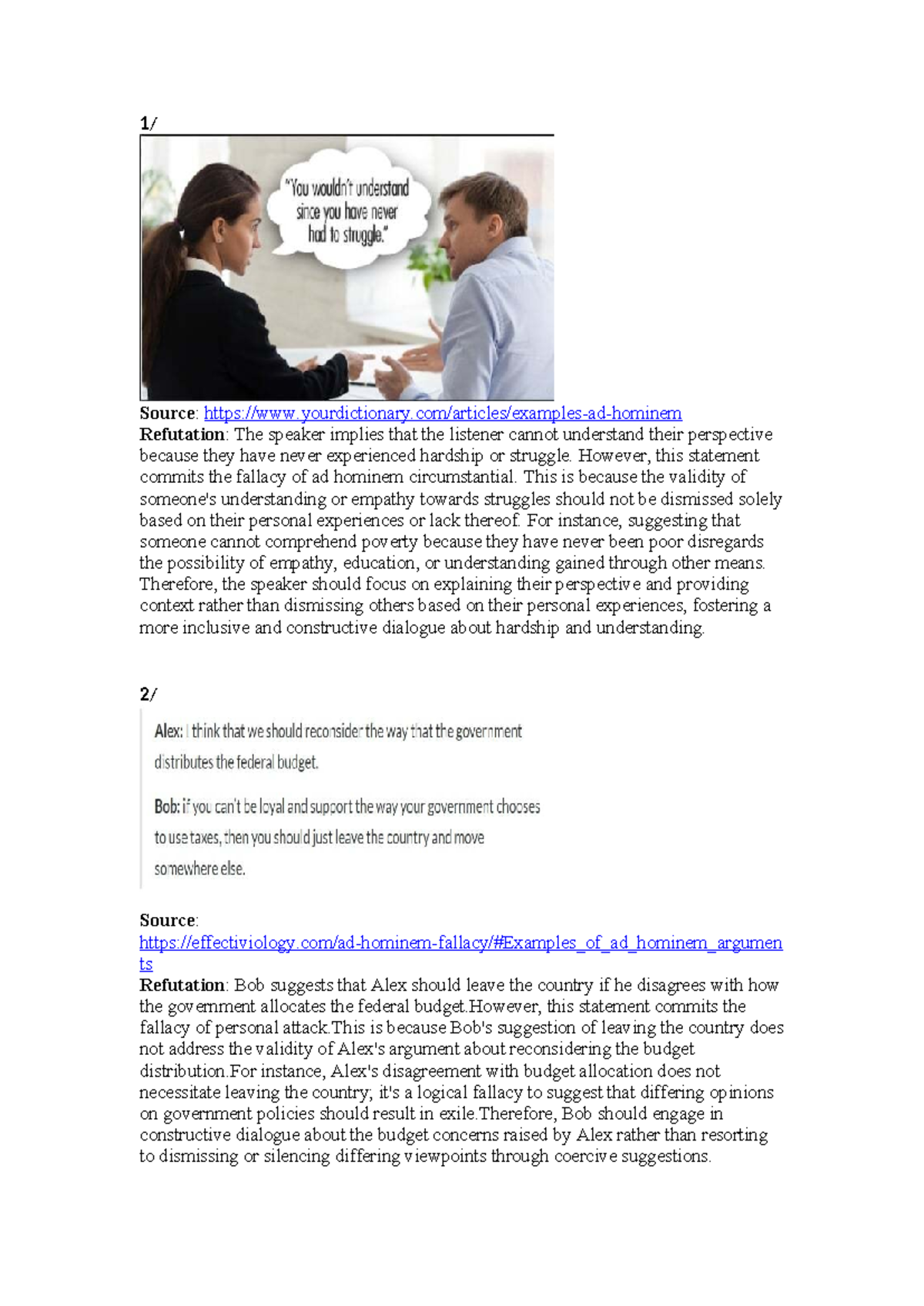 Critical Thinking - Fallacies and Their Refutations in Arguments - Studocu