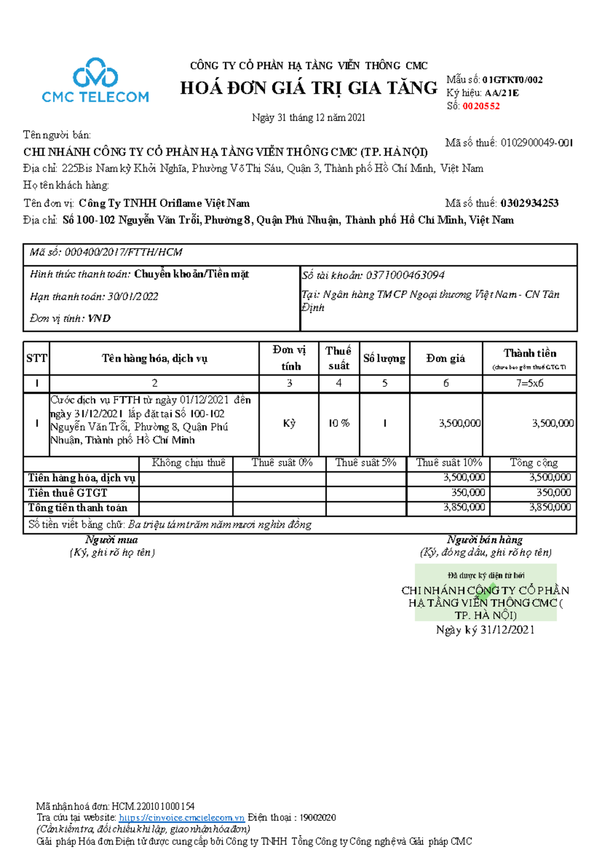 CMC C12 invoice - International Finance công tác tuyển dụng tại công ty ...